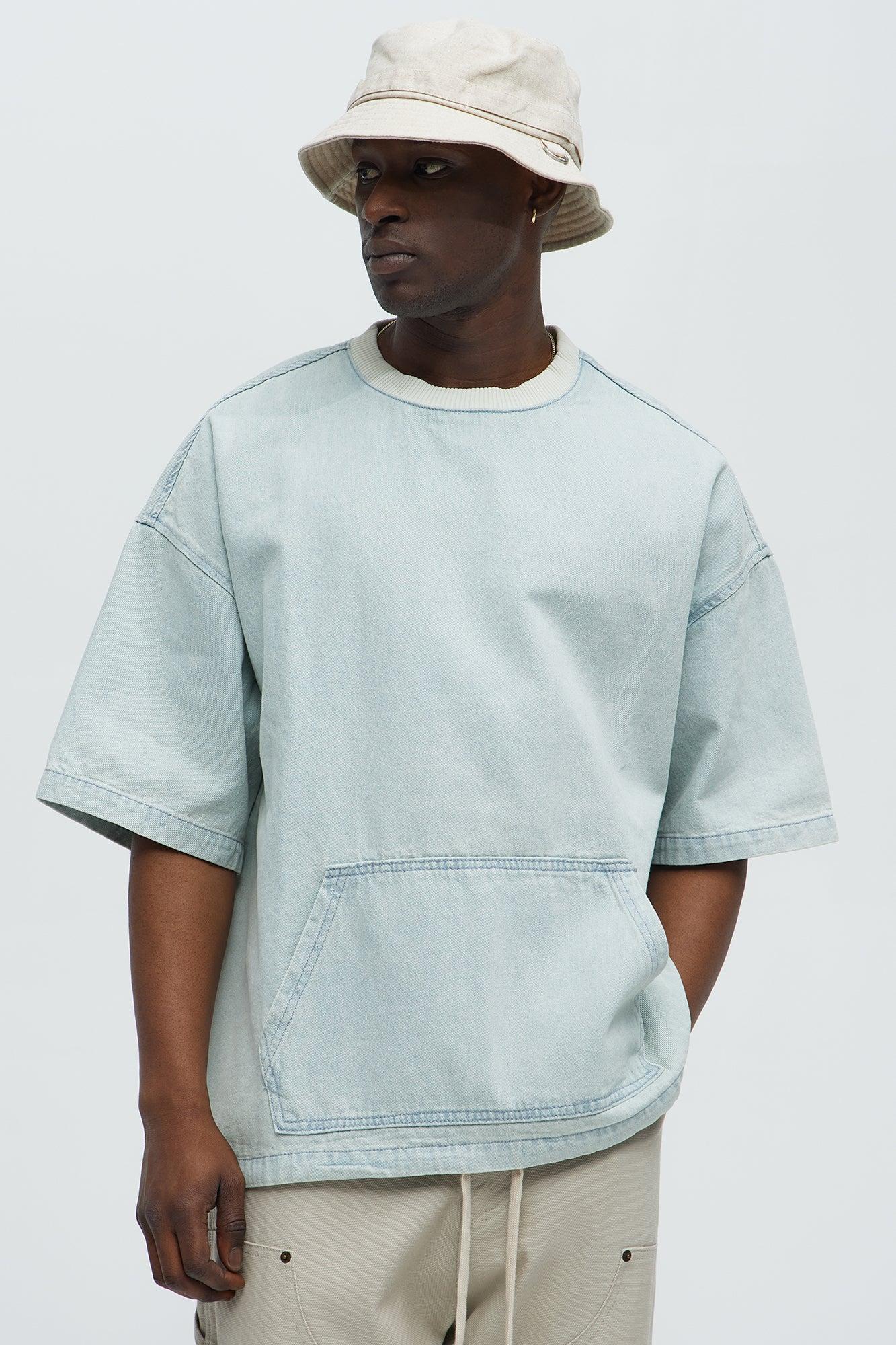 Boxy Denim Short Sleeve Tee - Light Wash Product Image