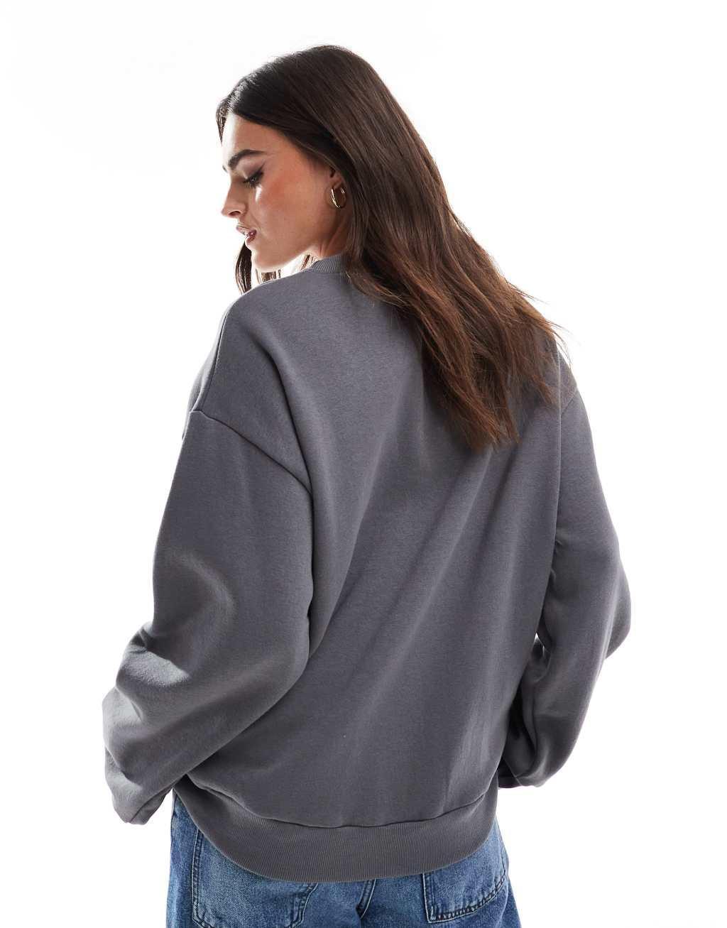 ASOS DESIGN oversized sweatshirt with Milan graphic in charcoal Product Image