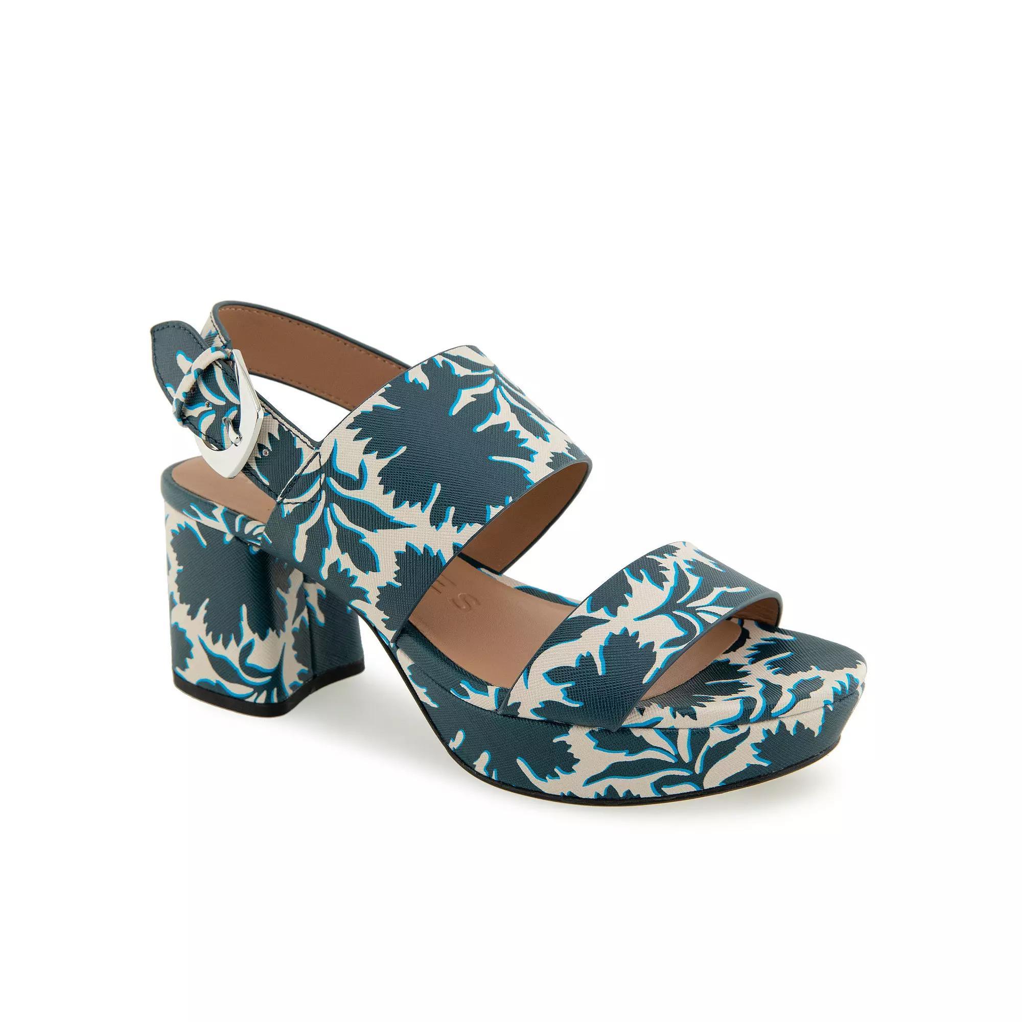 Aerosoles Camilia Women's Platform Sandals, Size: 7.5, Blue Eggnog Floral Product Image