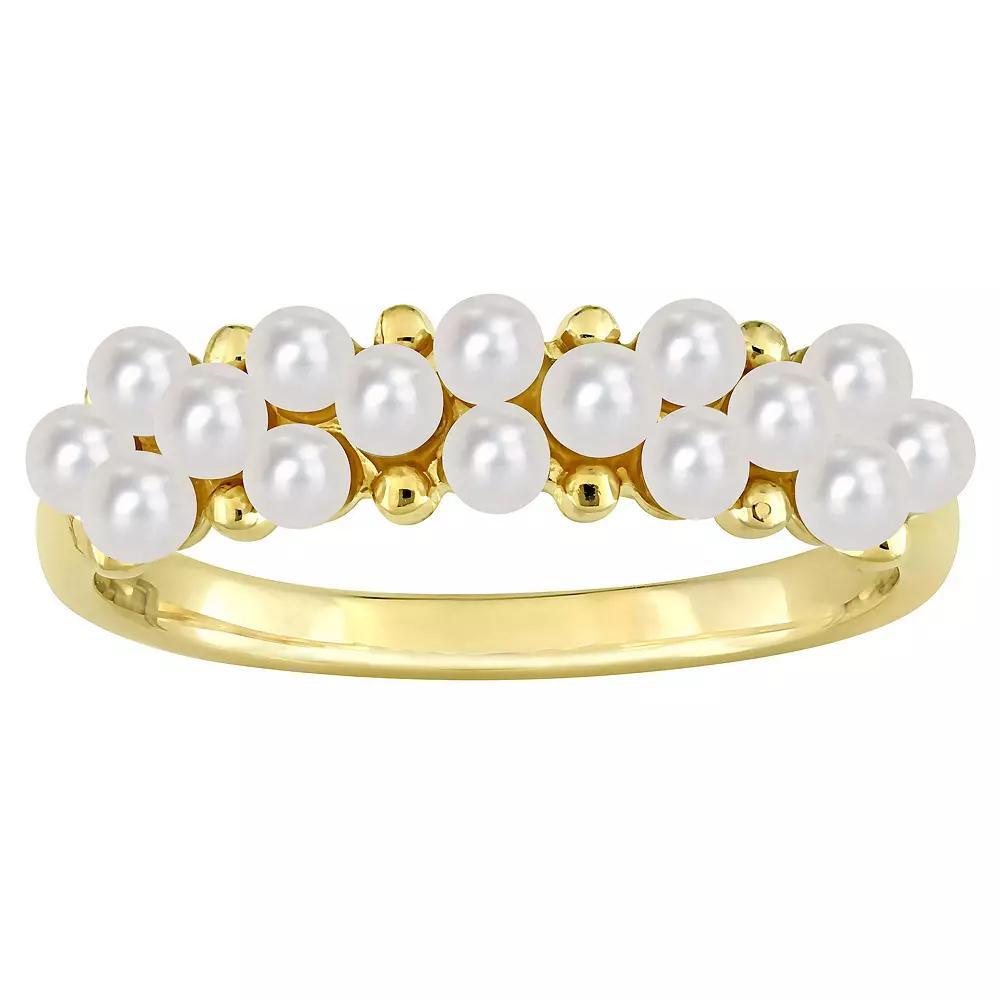 Stella Grace 14k Gold Freshwater Cultured Pearl Semi-Eternity Ring, Women's, Size: 6.50 Product Image