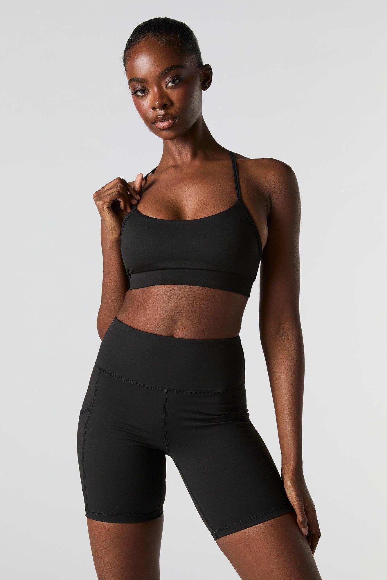 Solid Sports Bra with Built-In Bra Cups Female Product Image
