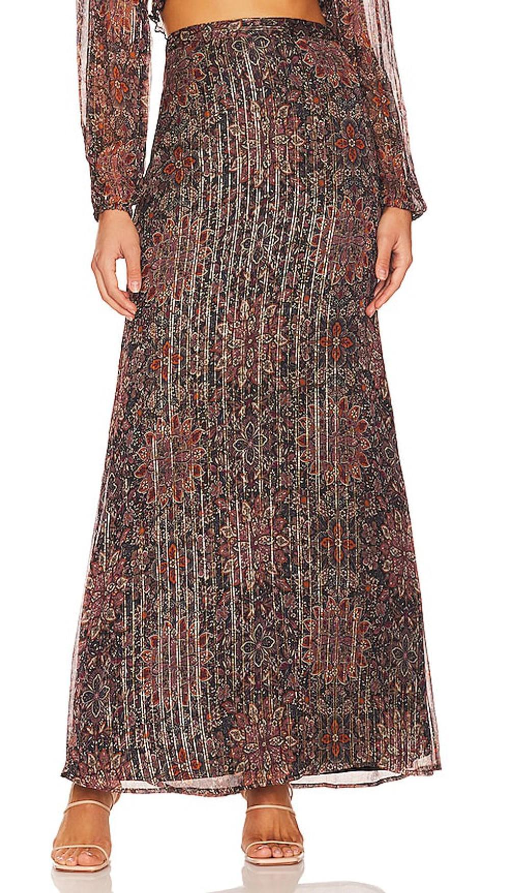 HOUSE OF HARLOW 1960 X Revolve Mareisa Metallic Maxi Skirt In Rust Floral Multi Product Image