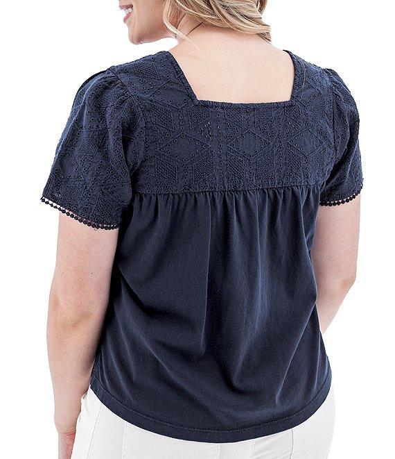Aventura Shelle Organic Cotton Embroidered Woven Eyelet Square Neck Swing Top Product Image