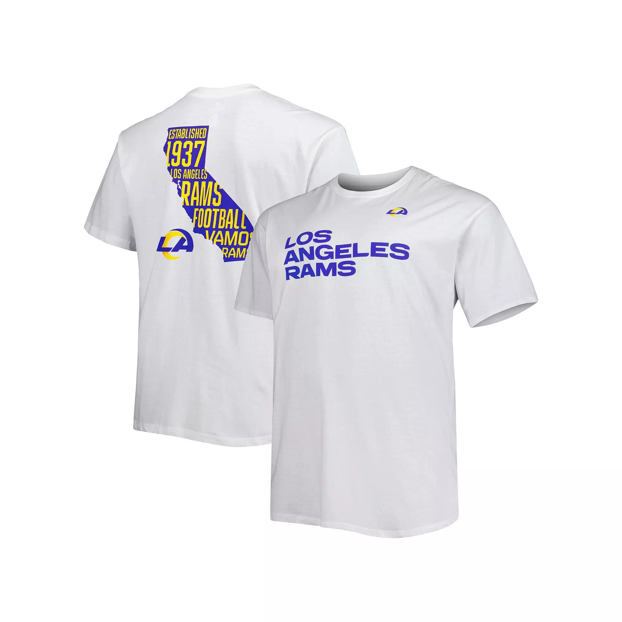Men's Fanatics Branded White Los Angeles Rams Big & Tall Hometown Collection Hot Shot T-Shirt, Size: XLT Product Image