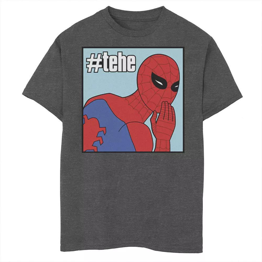 Boys 8-20 Marvel Spider-Man #tehe Laughing Vintage Portrait Panel Graphic Tee, Boy's, Size: Small, Grey Heather Product Image