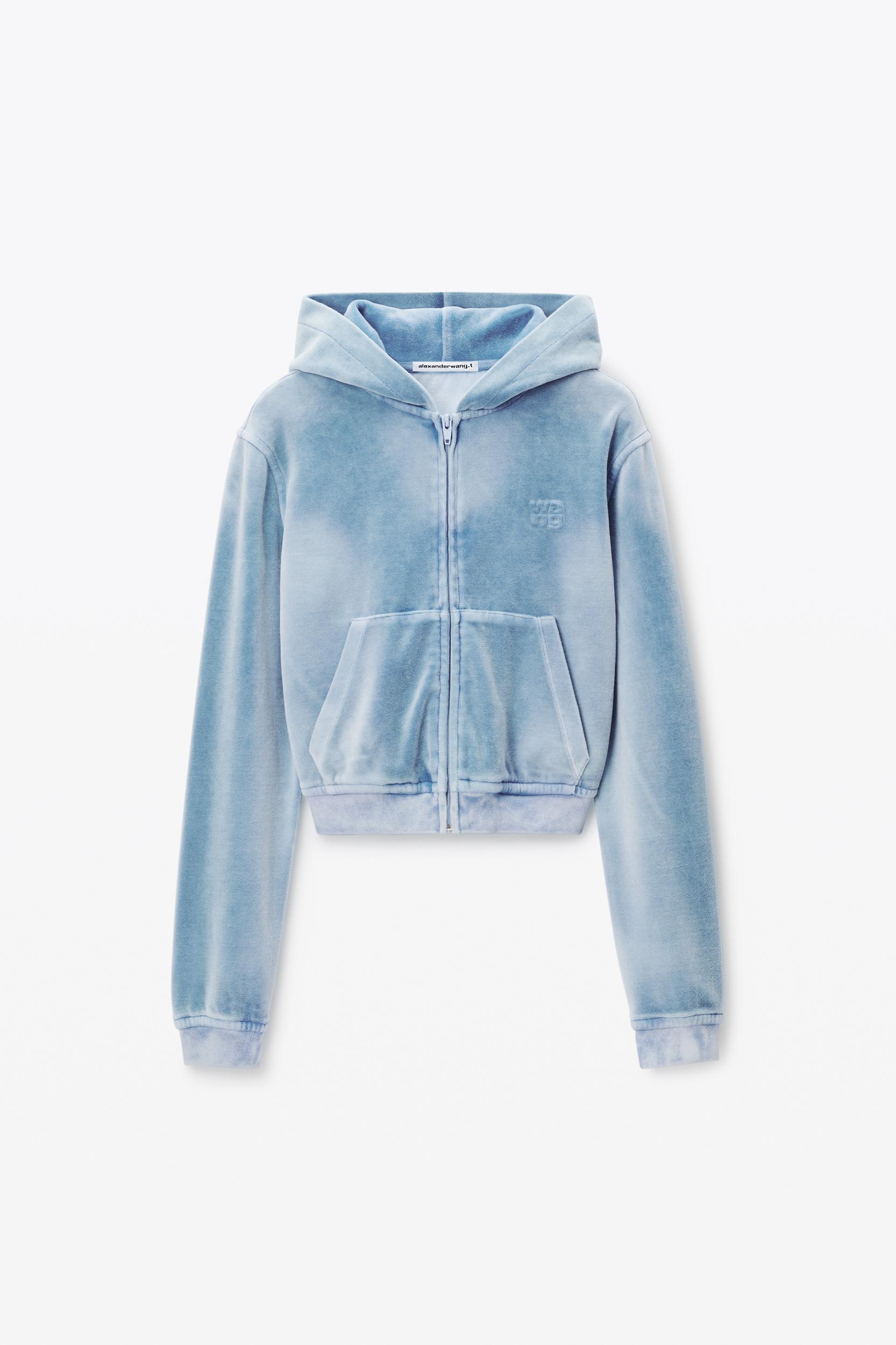 Shrunken Zip-up Hoodie In Crushed Velour Product Image