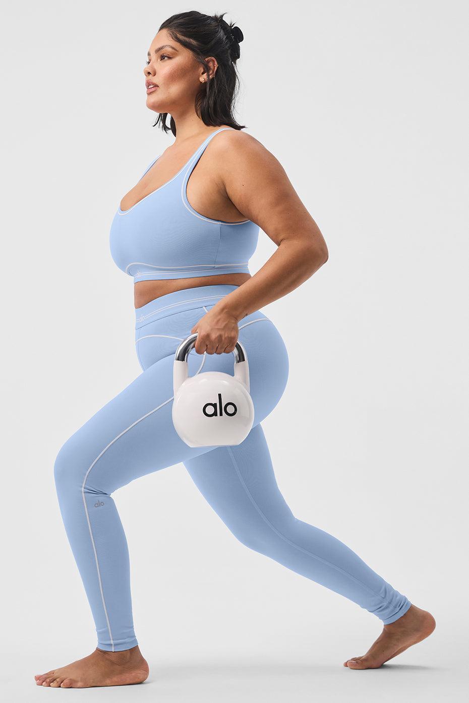 Airbrush High-Waist Heart Throb Legging - Seashell Blue/White Product Image