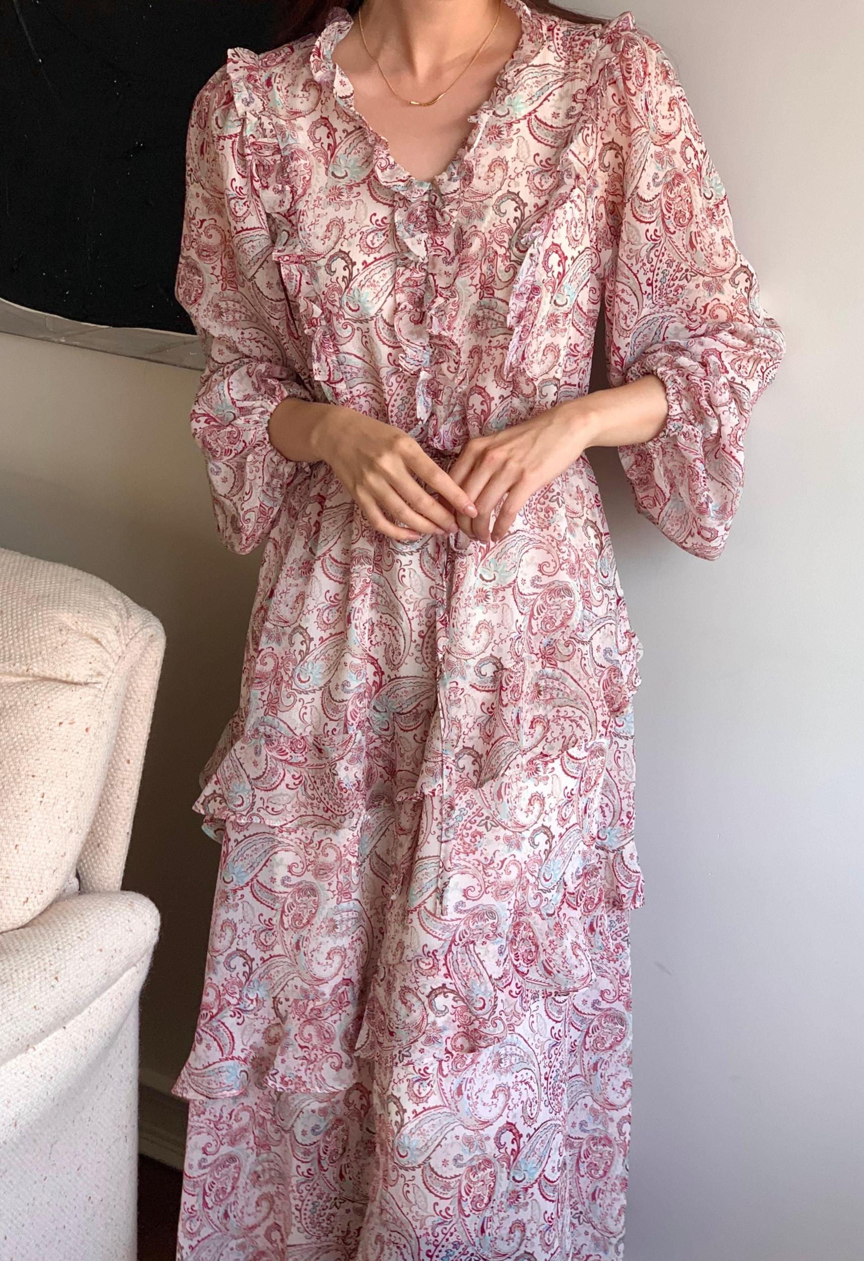 Paisley Ruffle Dress Product Image