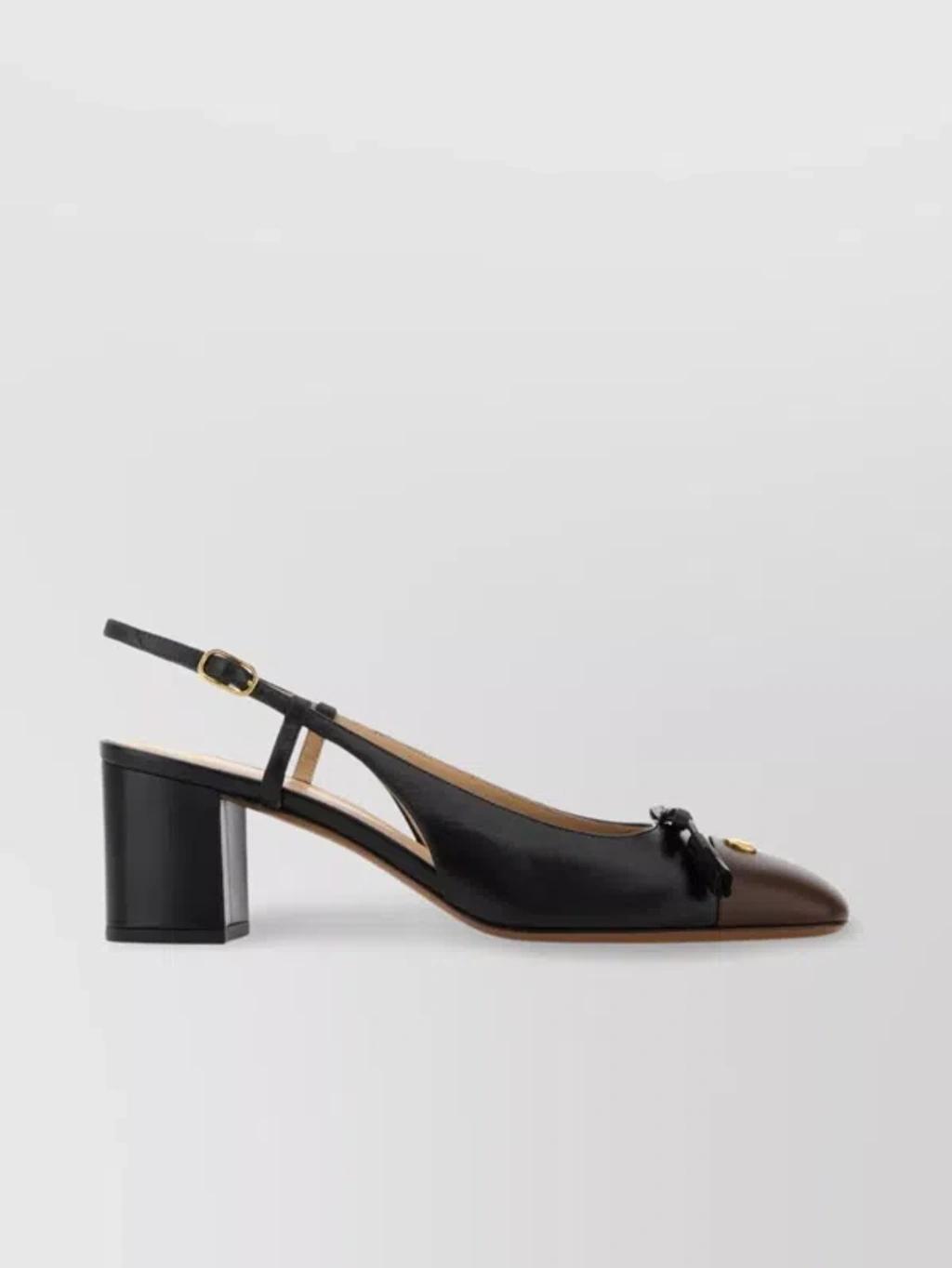 VALENTINO GARAVANI Vlogo 65 Tasseled Two-tone Leather Slingback Pumps In Black Product Image