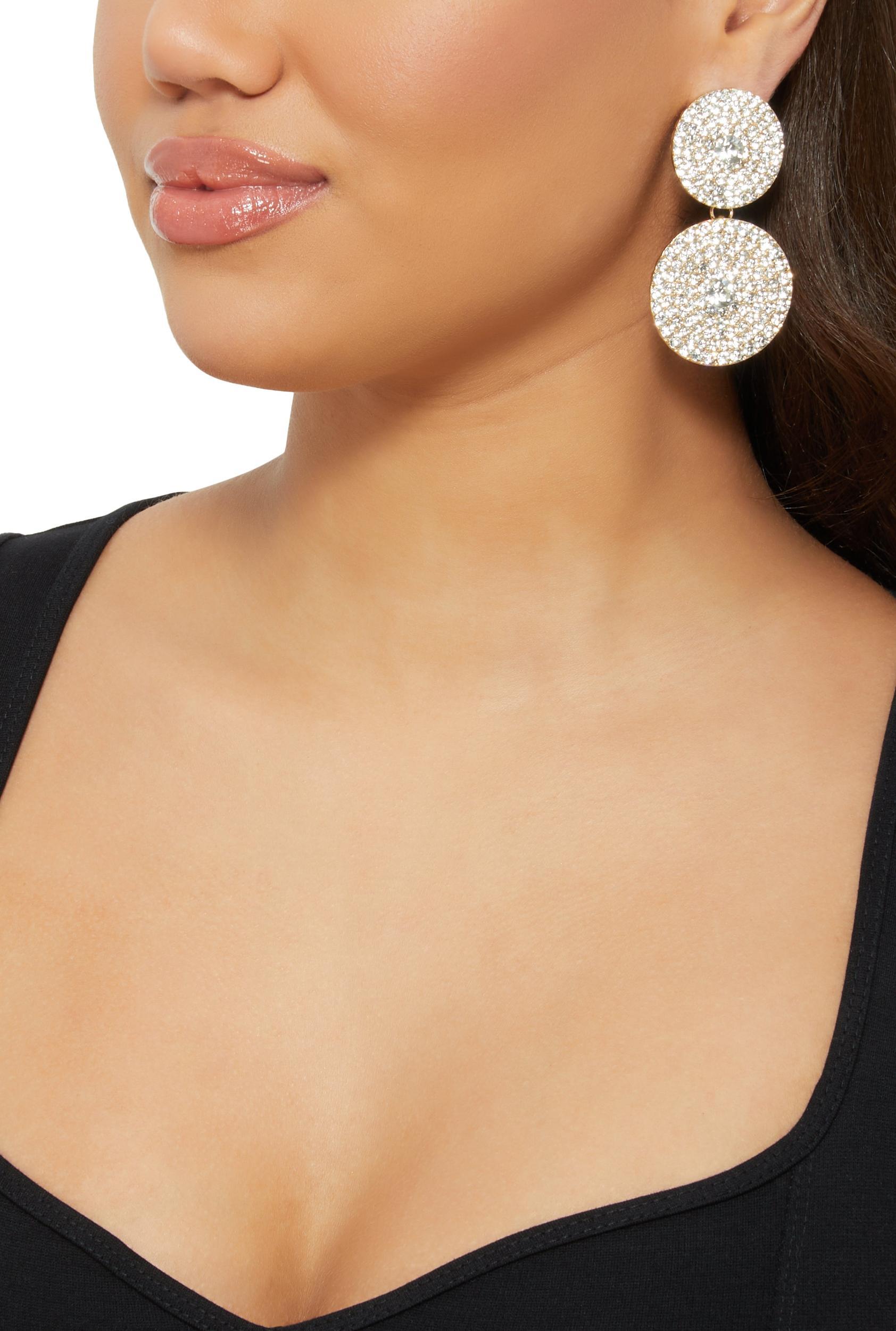 Pave Disc Drop Earrings Female Product Image