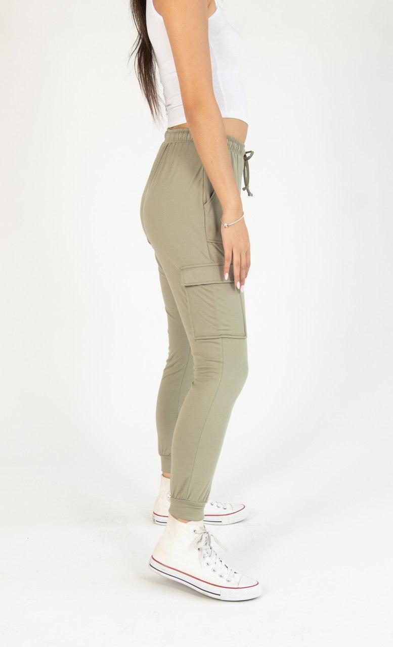 Army Green Cargo Pocket Lined Joggers Product Image