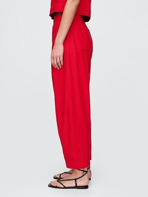 Mid Rise Linen-Blend Easy Barrel Pants Product Image