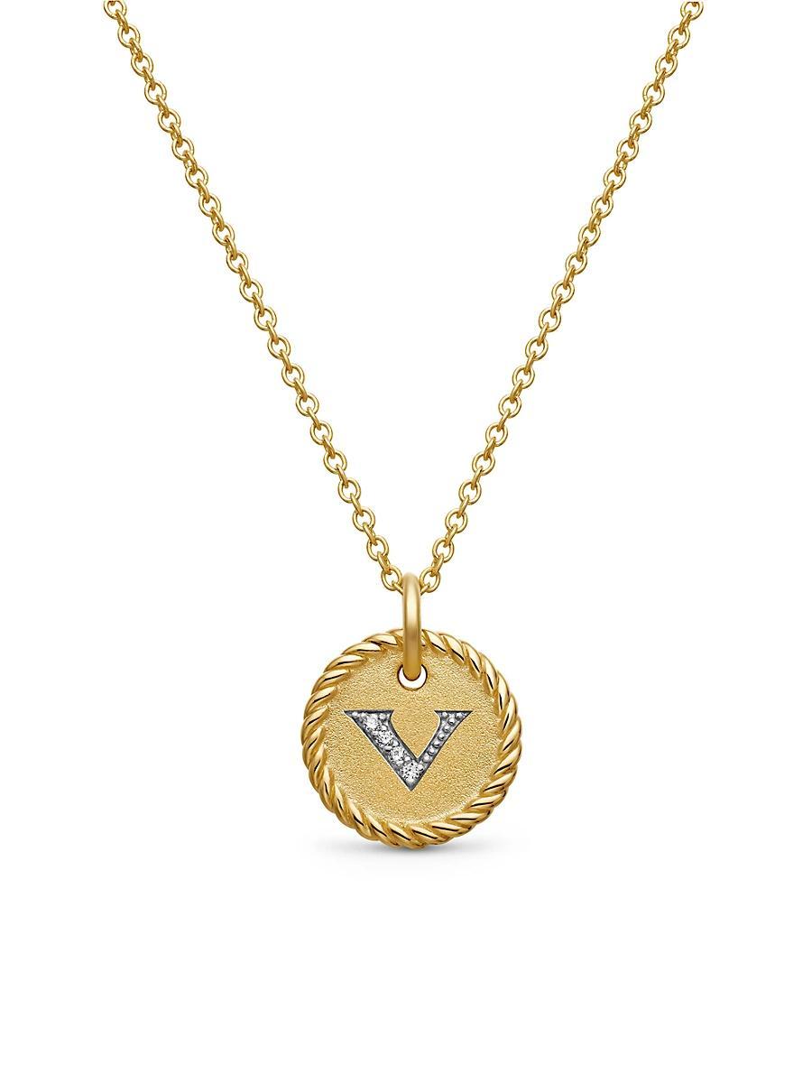 David Yurman Cable Collectibles Initial Pendant with Diamonds in Gold on Chain, 16-18 Product Image