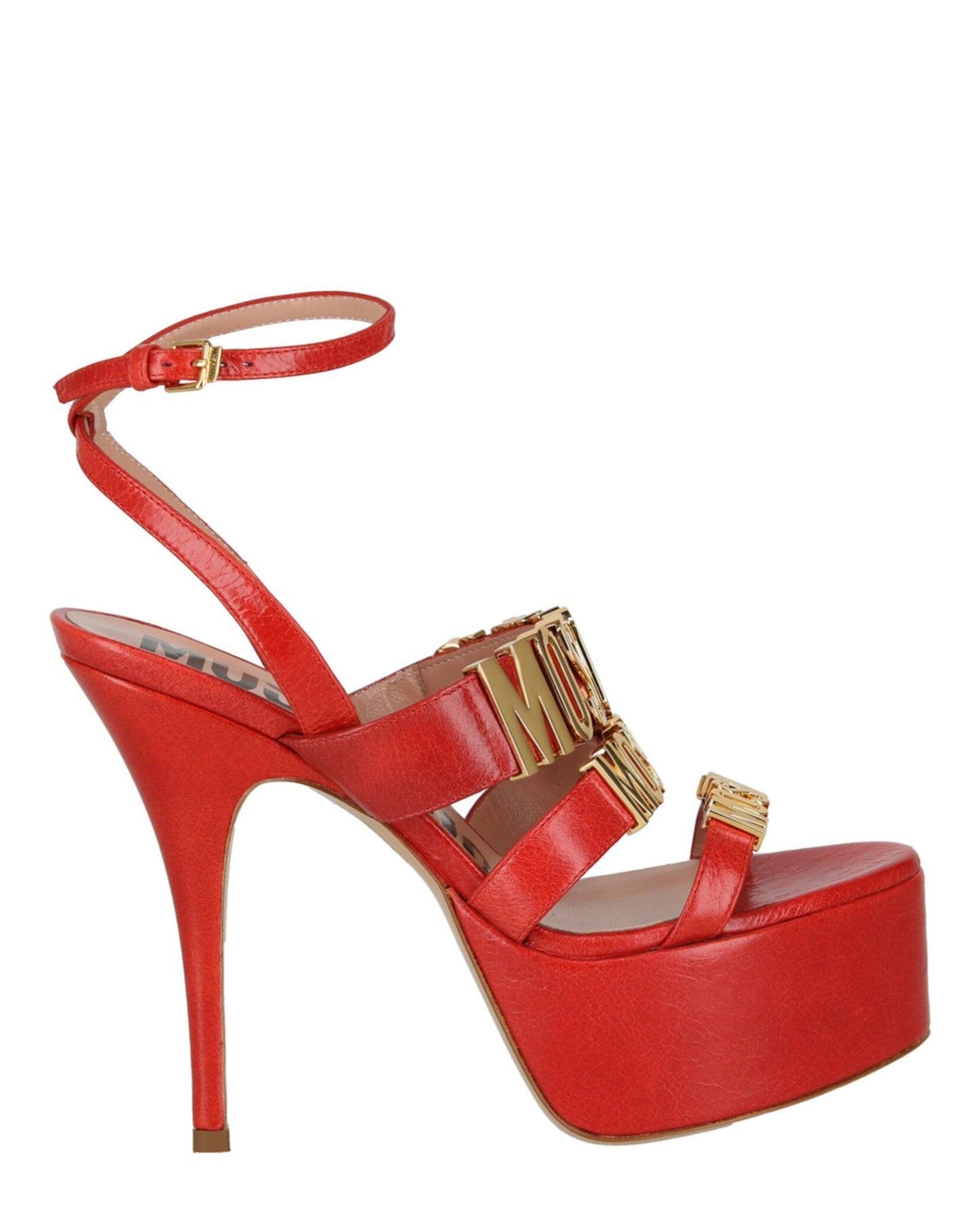 Moschino Degrade Metal Logo Heeled Sandals Female Product Image