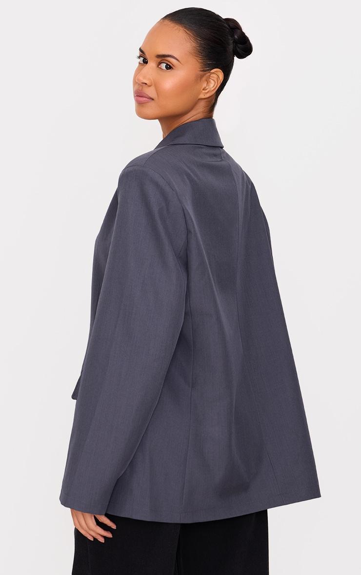 Charcoal Seam Detail Structured Oversized Blazer Product Image