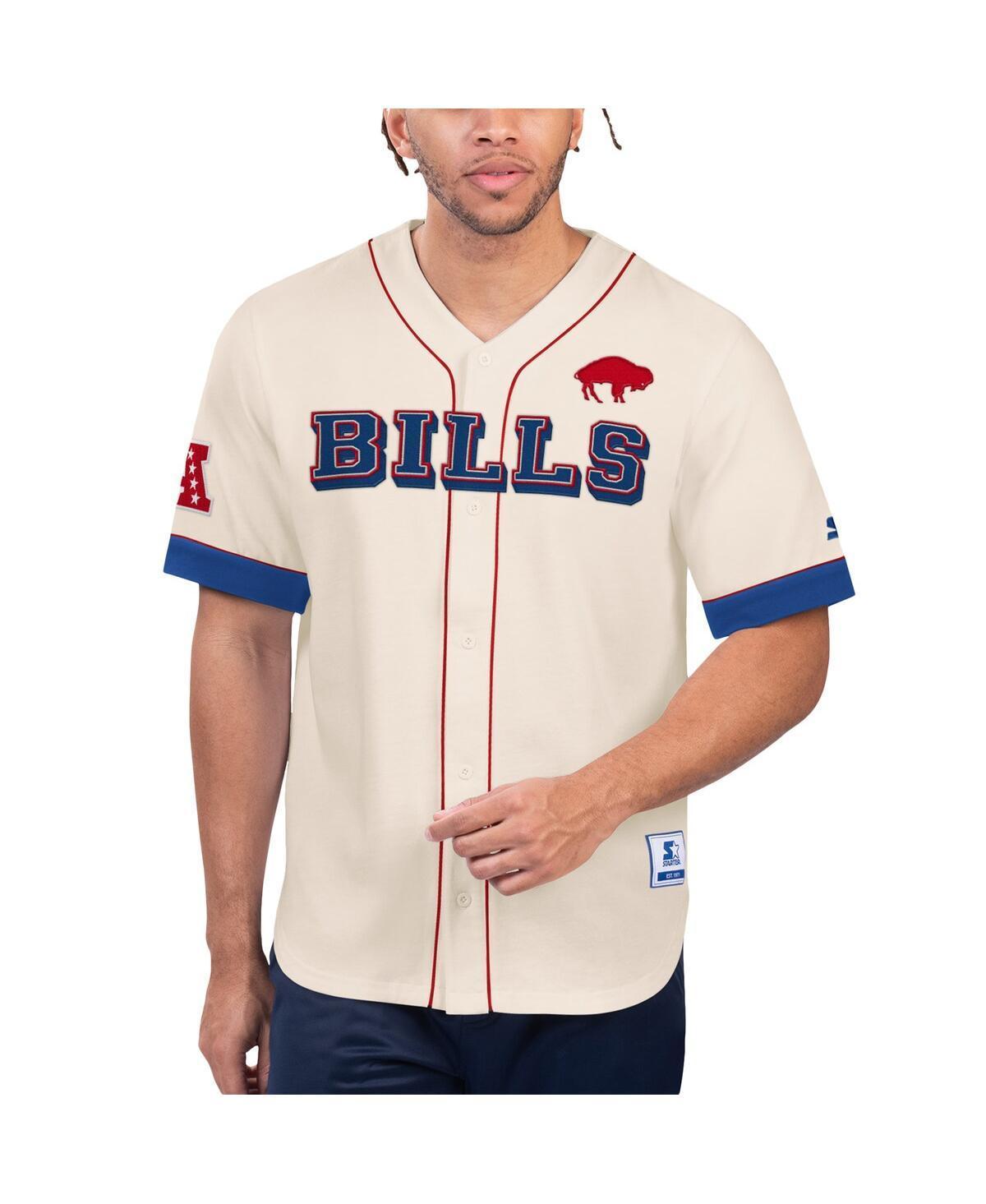 Men's Starter Cream Buffalo Bills Relay Vintage Full-Button Baseball Top, Size: 3XL, Beige Product Image