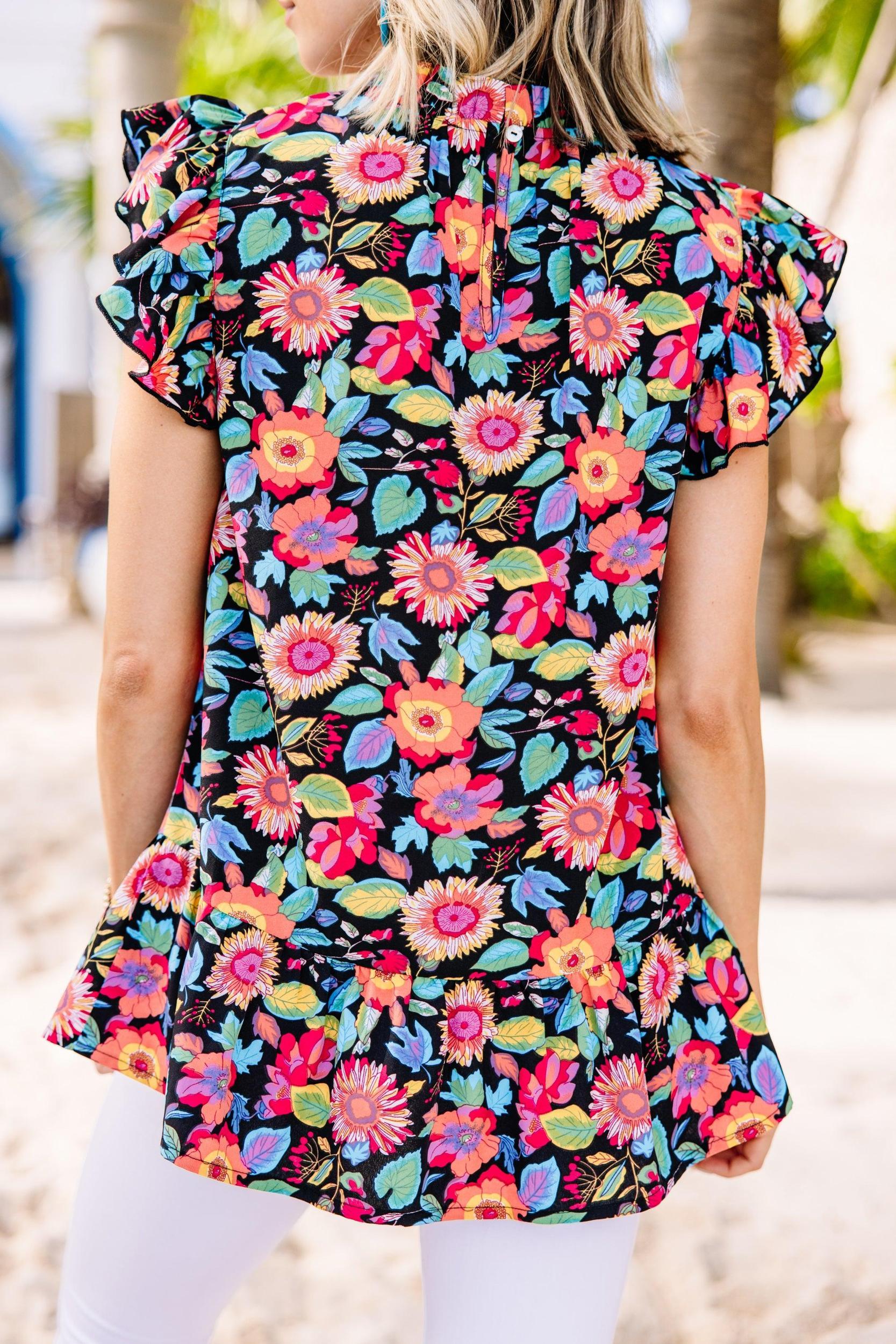 Bold Moves Black Floral Blouse Female Product Image