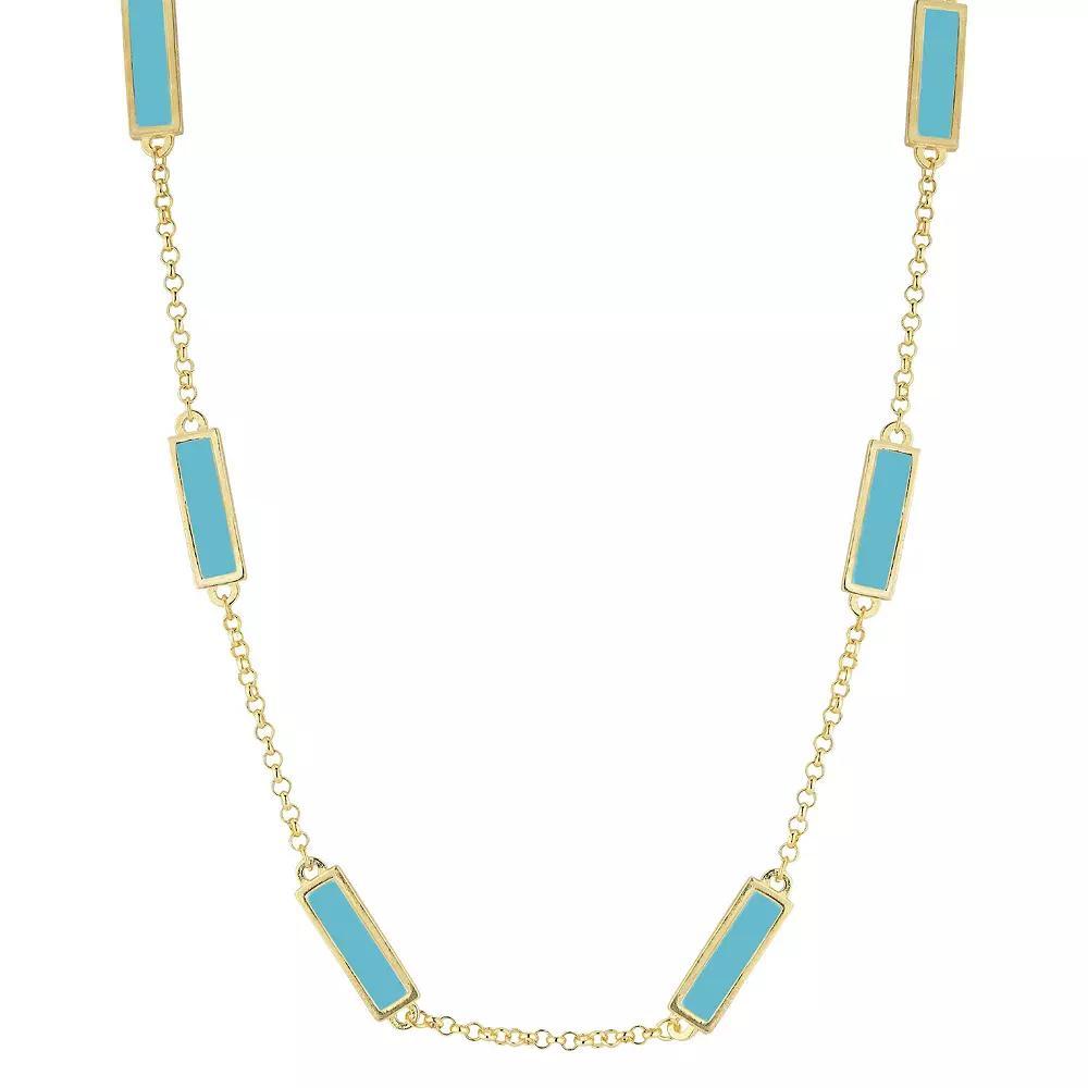 Sunkissed Sterling Synthetic Turquoise Bar Necklace, Women's, Gold Tone Product Image