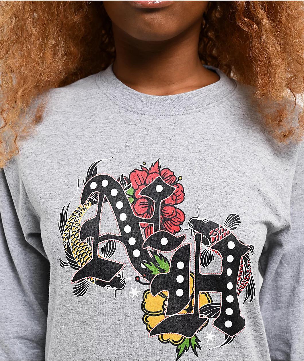 Ninth Hall Crazy Town Heather Grey Long Sleeve T-Shirt Product Image