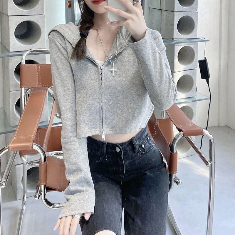 Crop Zip Hoodie Product Image