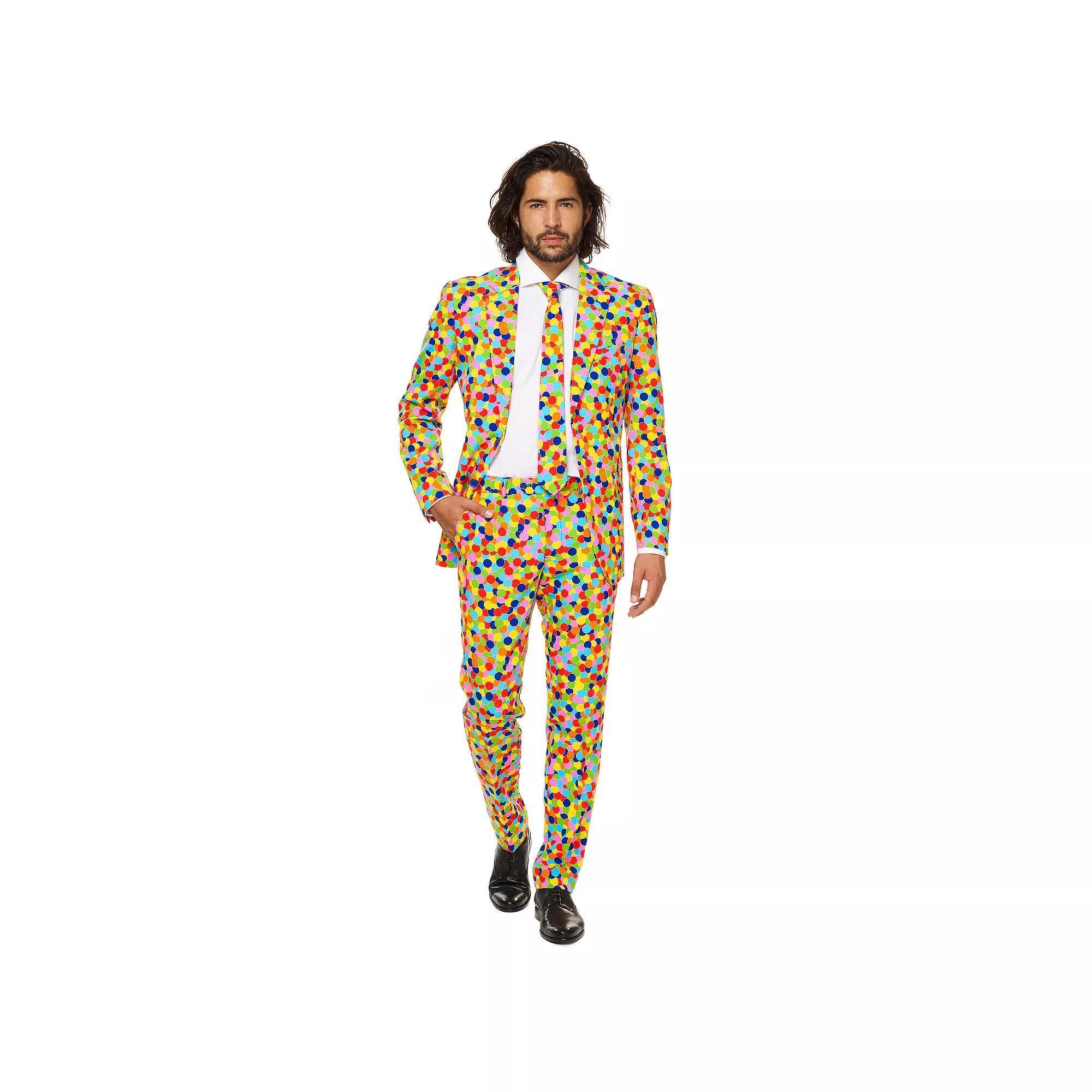 Men's OppoSuits Slim-Fit Novelty Pattern Suit & Tie Set, Size: 44 - Regular, Dot Print Product Image