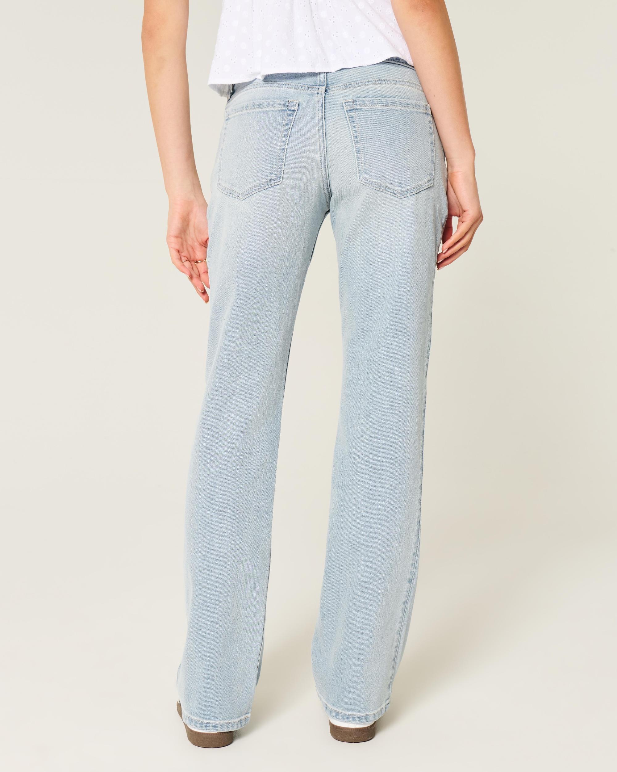 Low-Rise Light Wash Relaxed Straight Jeans Product Image