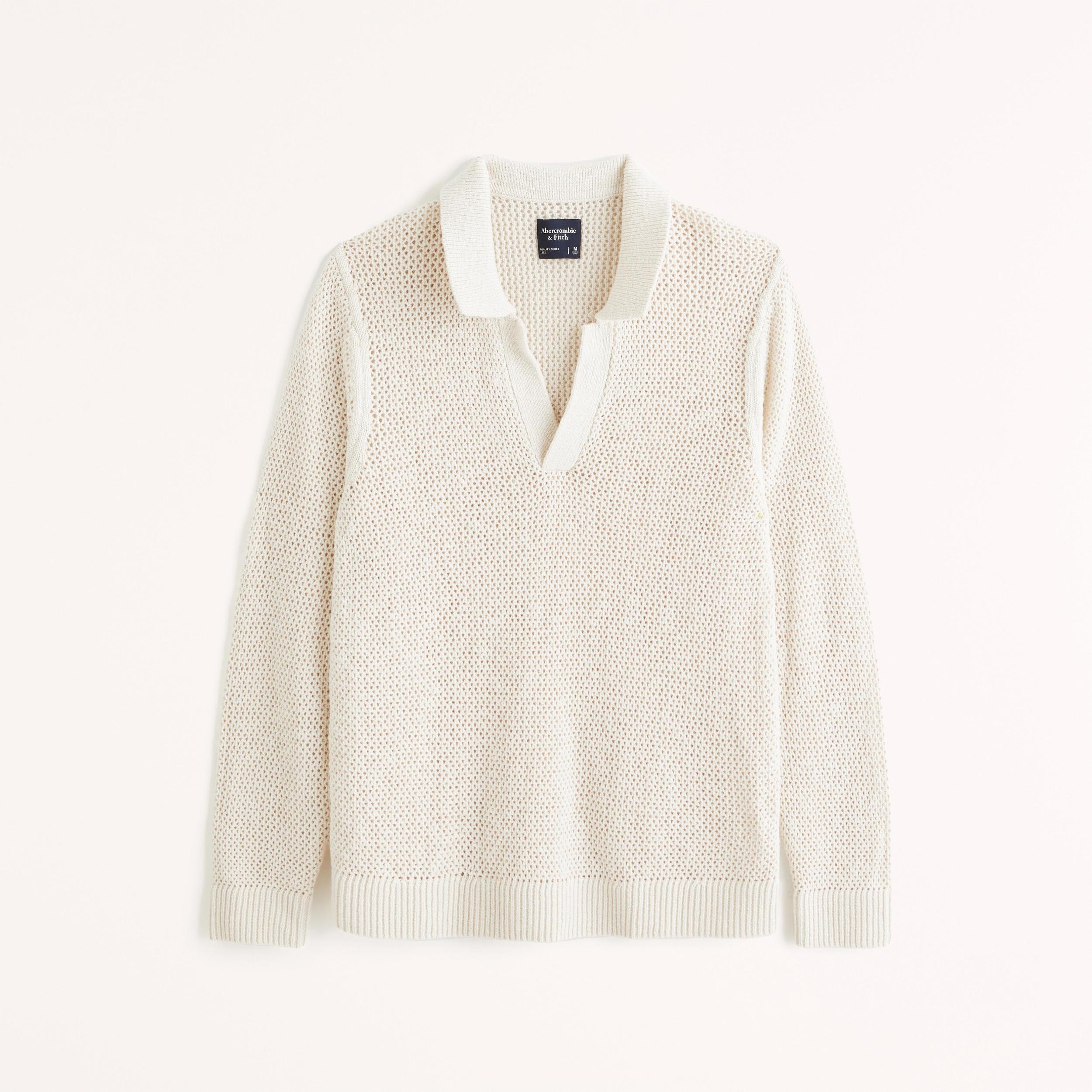 Long-Sleeve Johnny Collar Sweater Polo Product Image