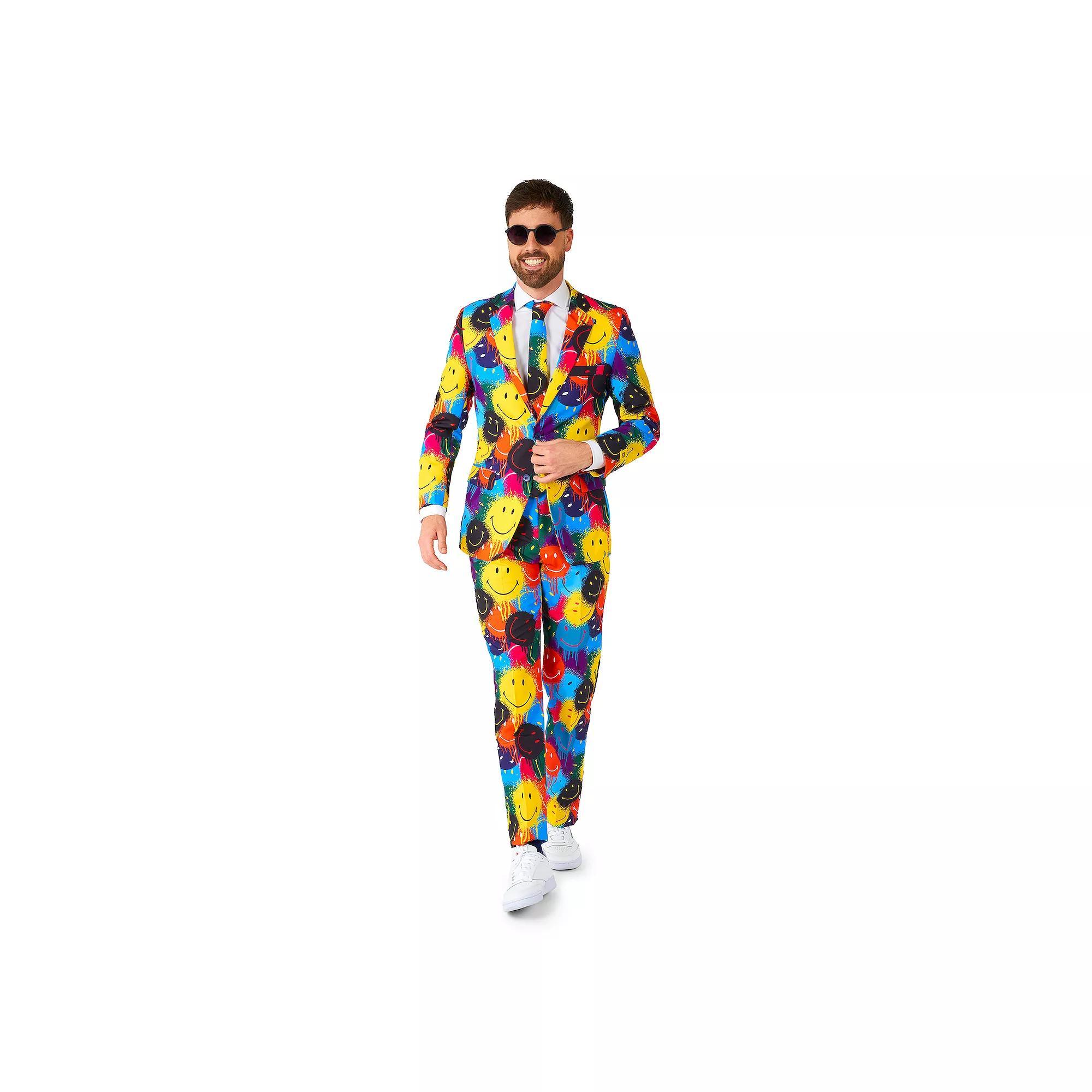 Men's OppoSuits Slim-Fit Novelty Suit & Tie Set, Size: 42 - Regular, Smiley Drip Product Image