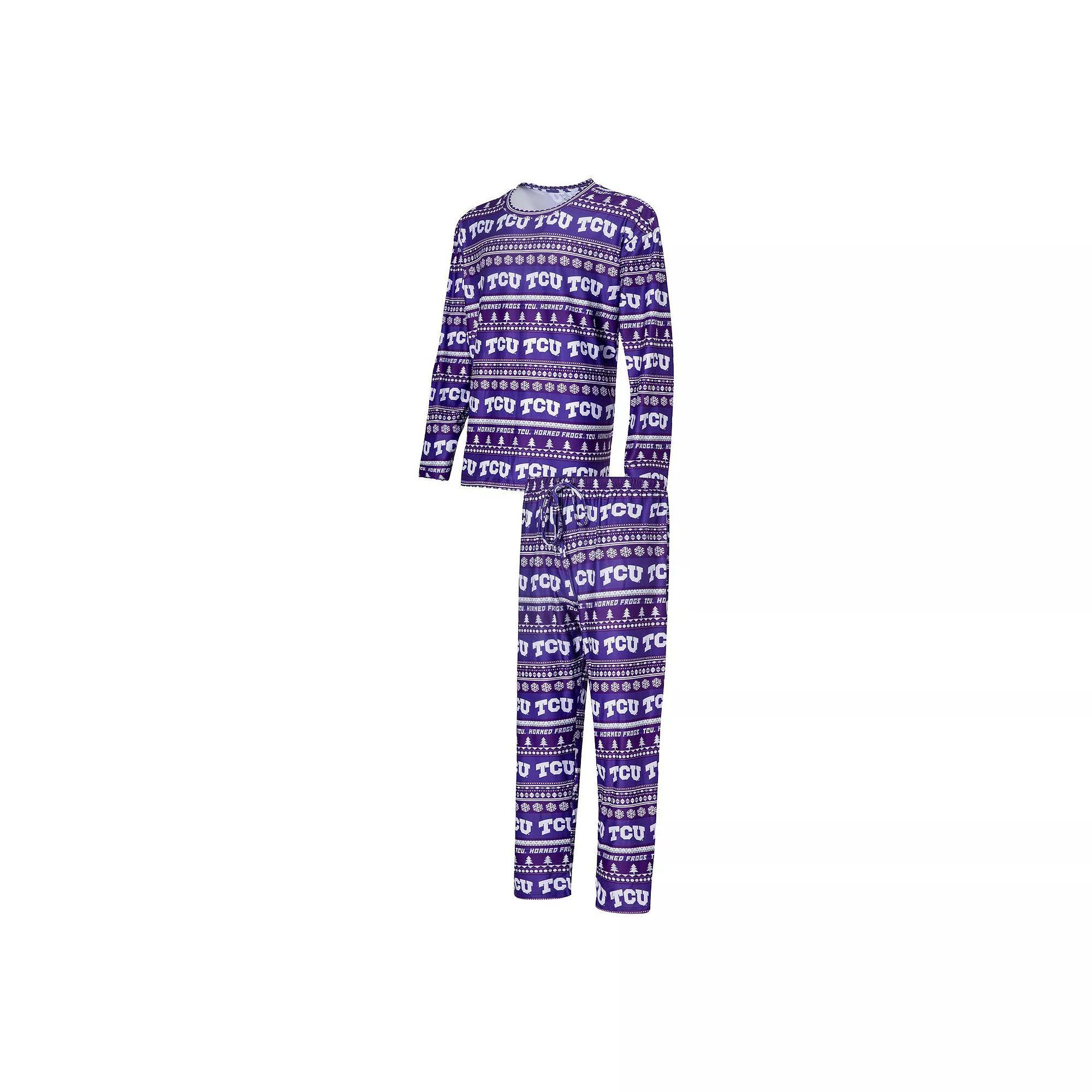 Men's Concepts Sport Purple TCU Horned Frogs Swivel Long Sleeve T-Shirt & Pants Sleep Set, Size: 2XL Product Image
