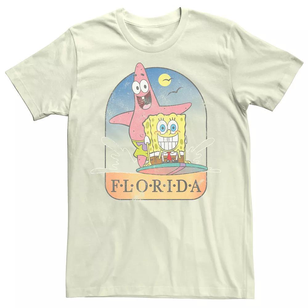 Men's Nickelodeon SpongeBob SquarePants Patrick Florida Surf Poster Tee, Size: Medium, Natural Product Image