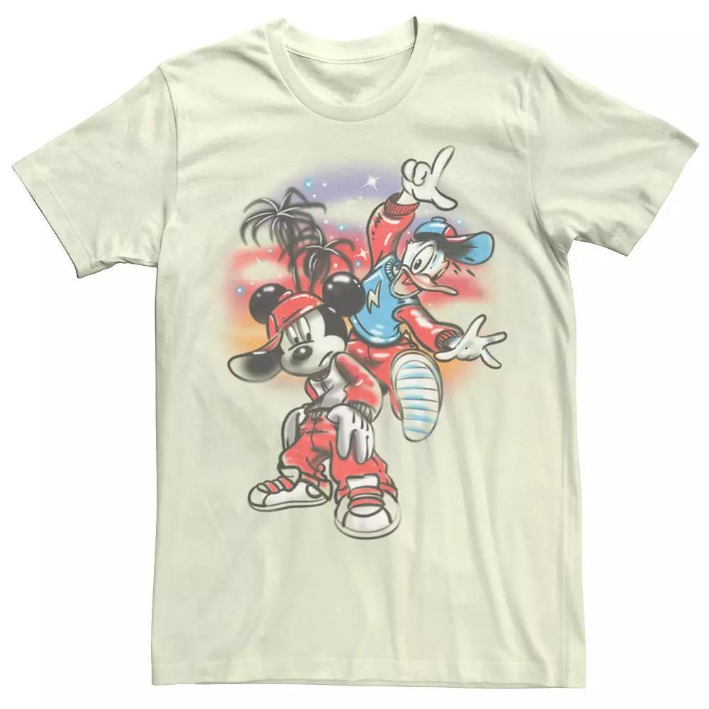Men's Disney's Mickey Classic Airbrush Mickey And Donald Tee, Size: Medium, Natural Product Image
