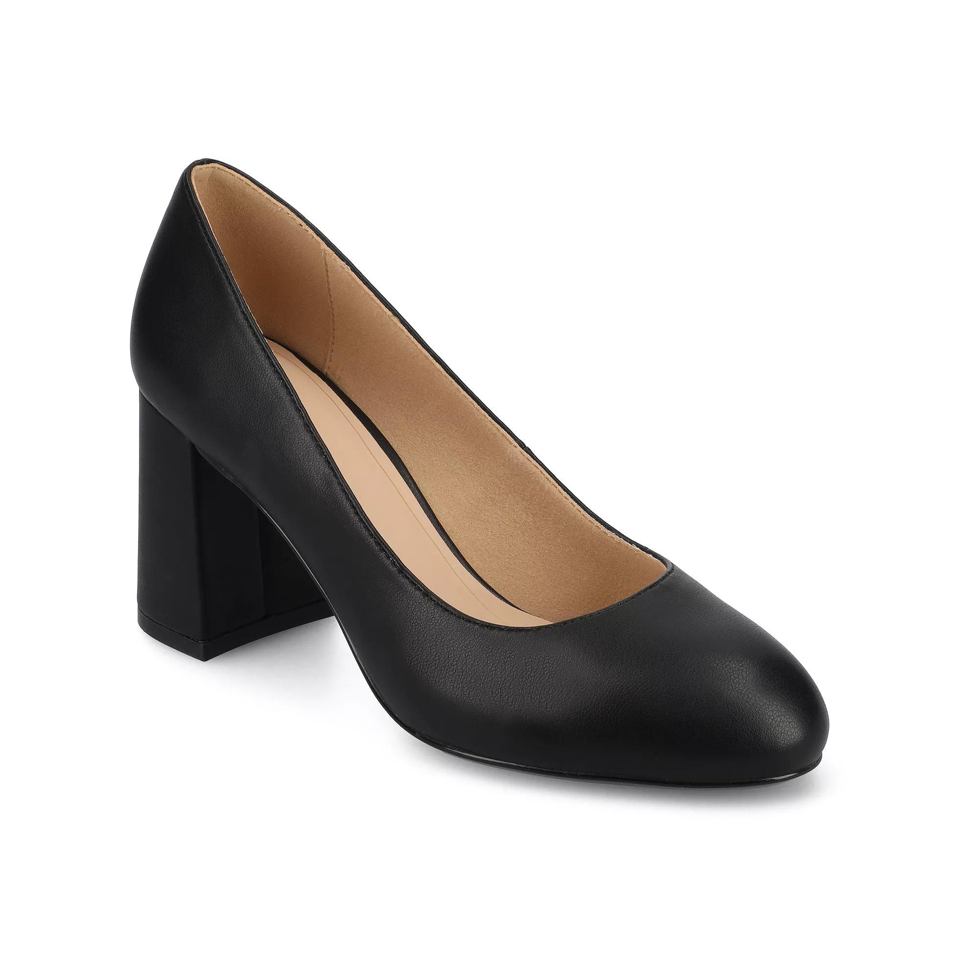Journee Seraphina Covered Block Heel Women's Shoes, Size: 9.5, Black Product Image