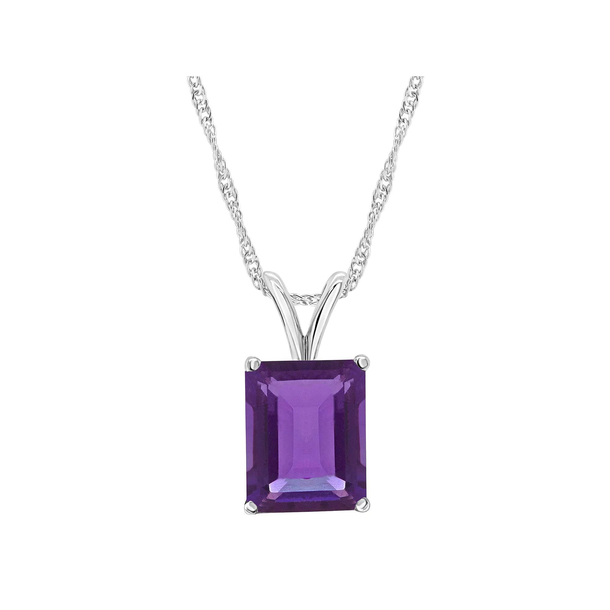 Alyson Layne 14k Gold Emerald Cut Amethyst Pendant Necklace, Women's, Size: 18" Product Image