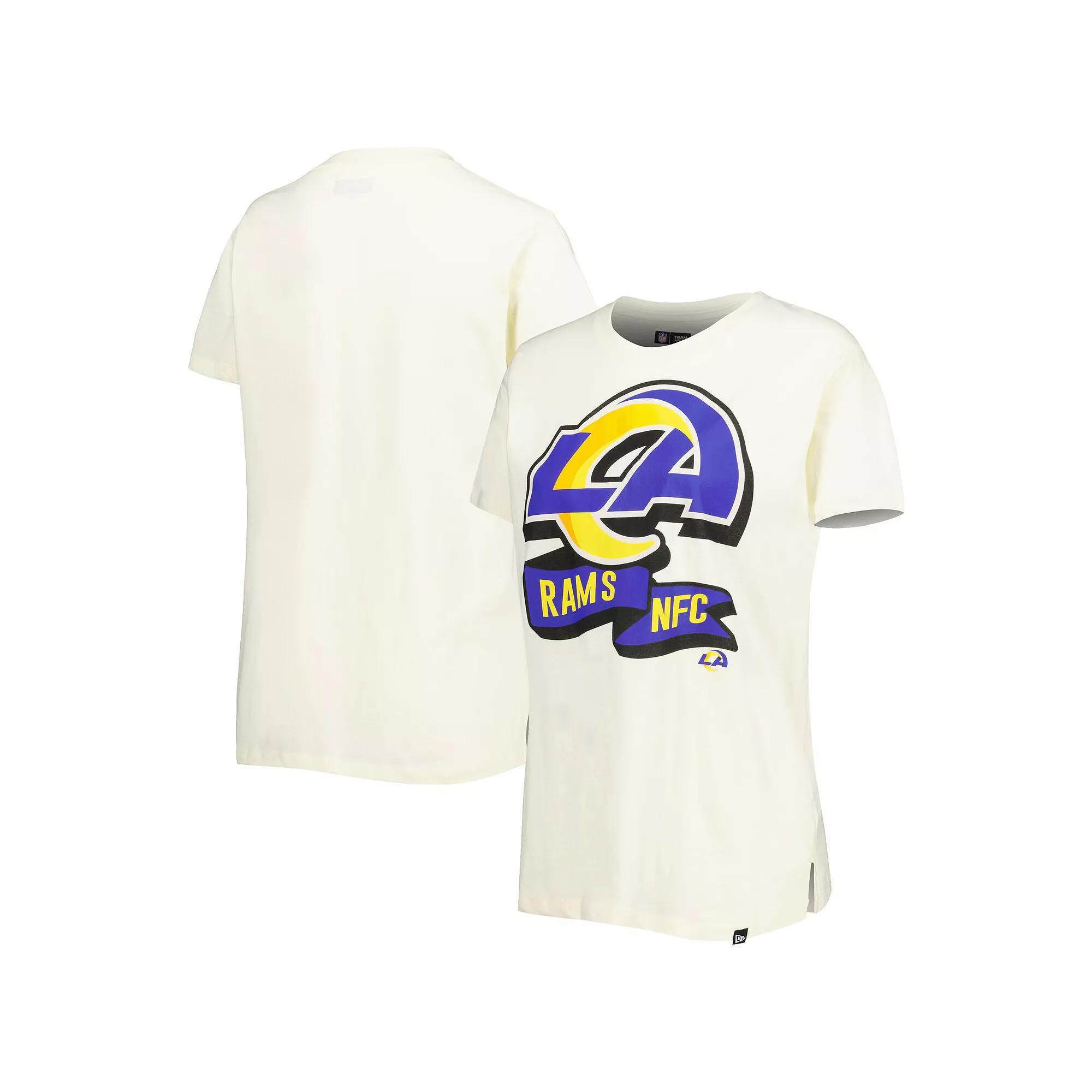 Women's New Era Cream Los Angeles Rams Chrome Sideline T-Shirt, Size: Medium, Beige Product Image
