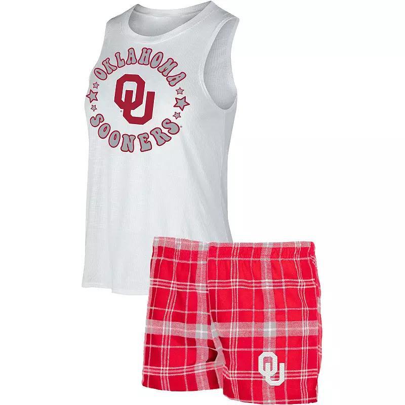 Women's Concepts Sport Crimson/White Oklahoma Sooners Ultimate Flannel Tank Top & Shorts Sleep Set, Size: Medium, Red Product Image