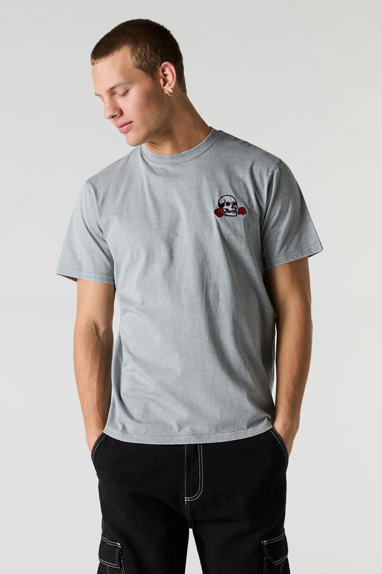 Embroidered Washed T-Shirt Male Product Image