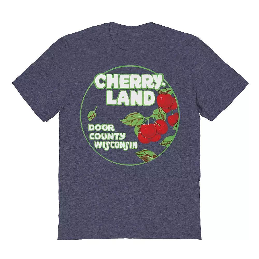 Men's Cherry Land Wisconsin Graphic Tee, Size: Small, Navy Grey Product Image