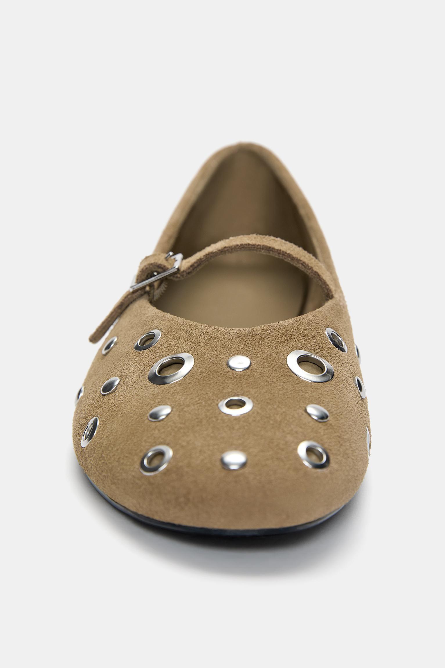 Studded leather ballerinas Product Image