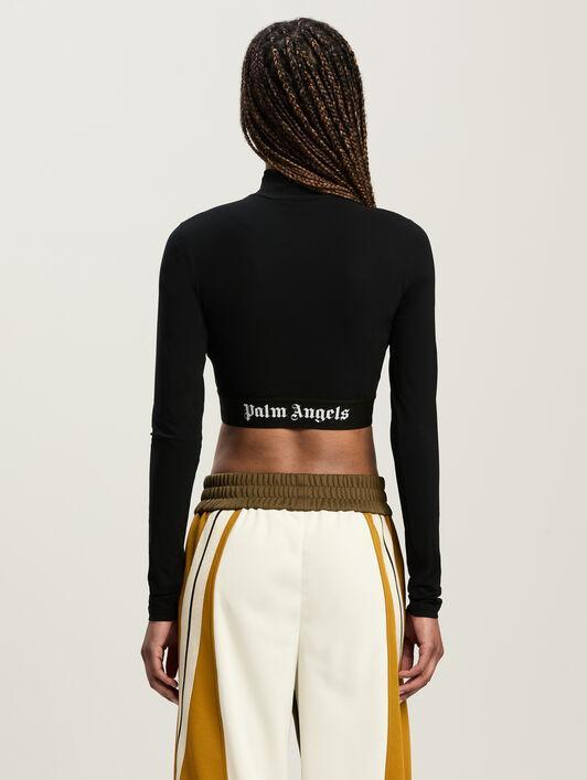 Sport cropped mock top with logo band Product Image