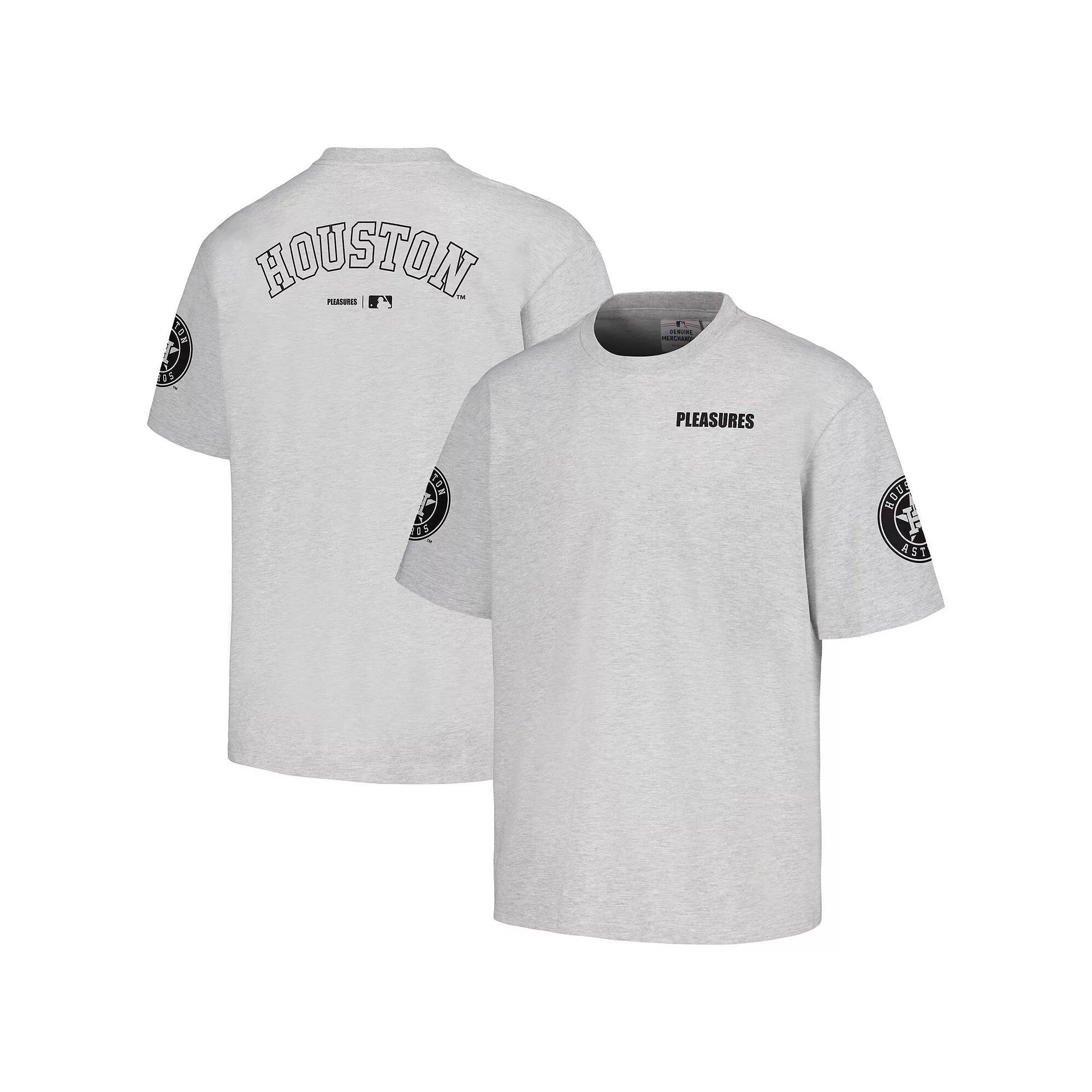 Men's PLEASURES  Gray Houston Astros Team T-Shirt, Size: Small, Grey Product Image
