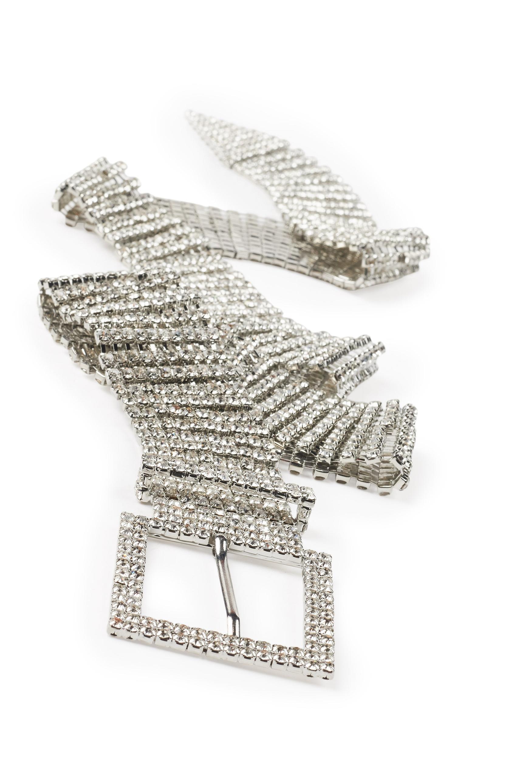 Kaquana Silver Metallic Rhinestone Belt Female Product Image