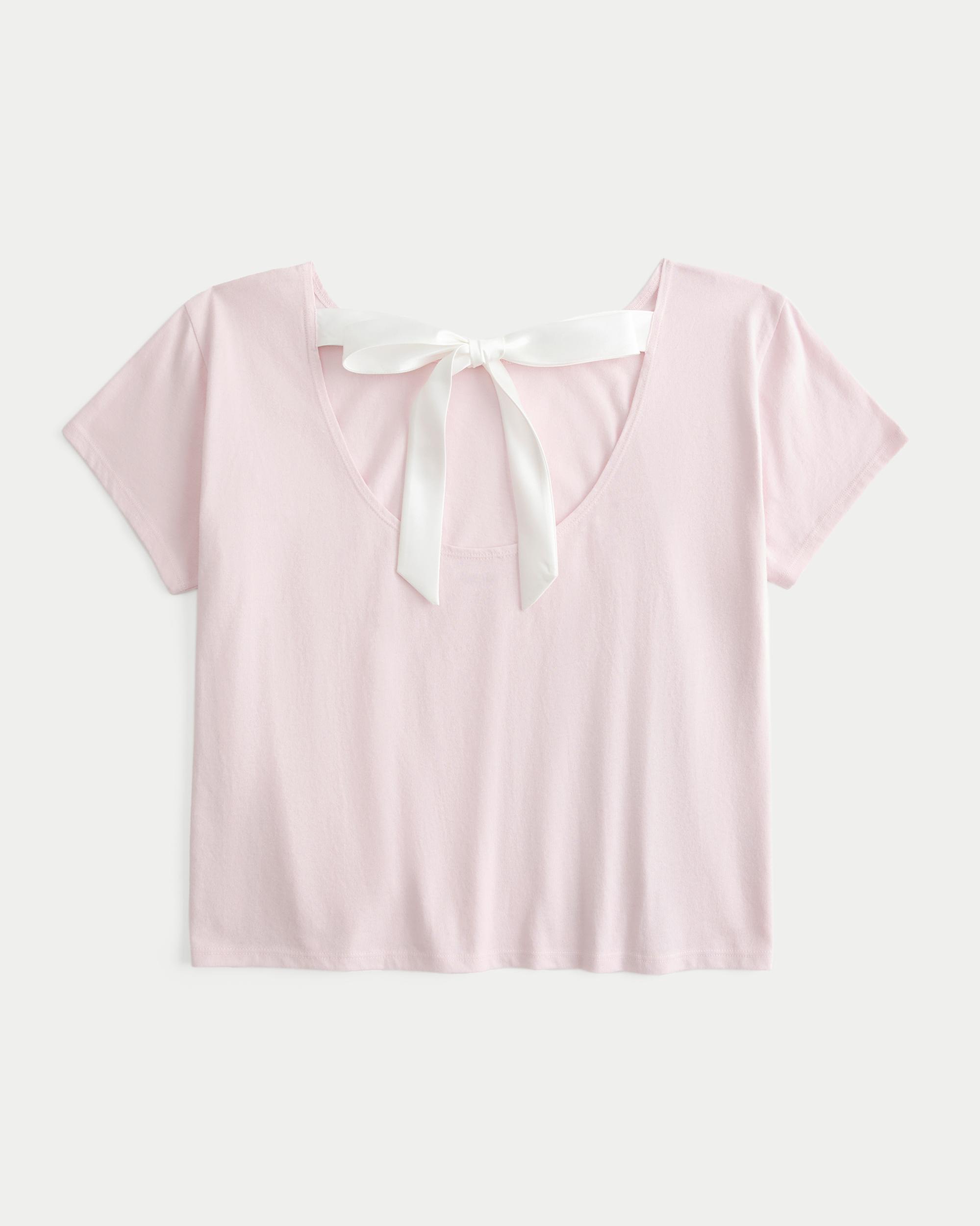 Easy Ribbon Tie-Back Floral Graphic Tee Product Image