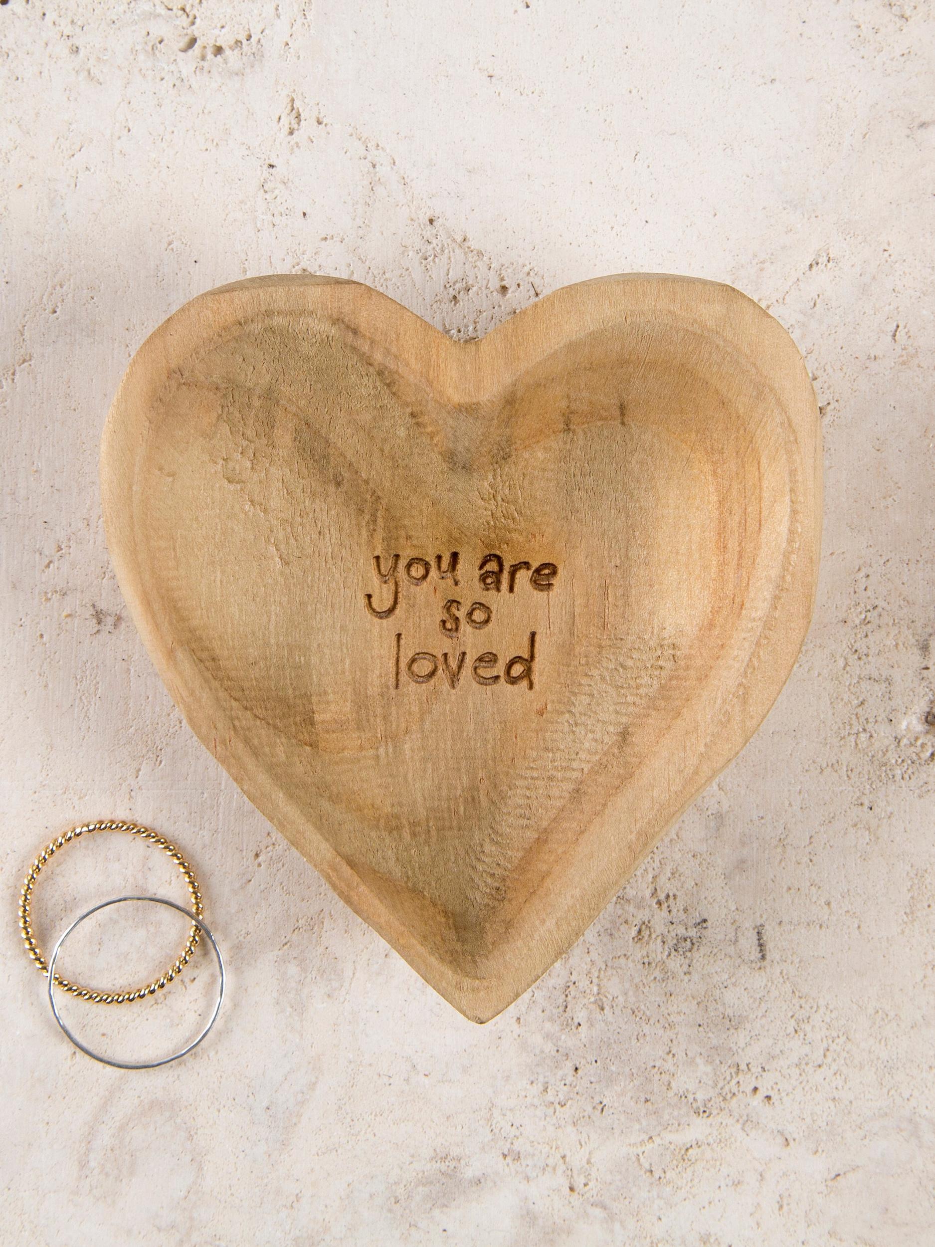 Wooden Heart Trinket Jewelry Dish - You Are Loved Product Image