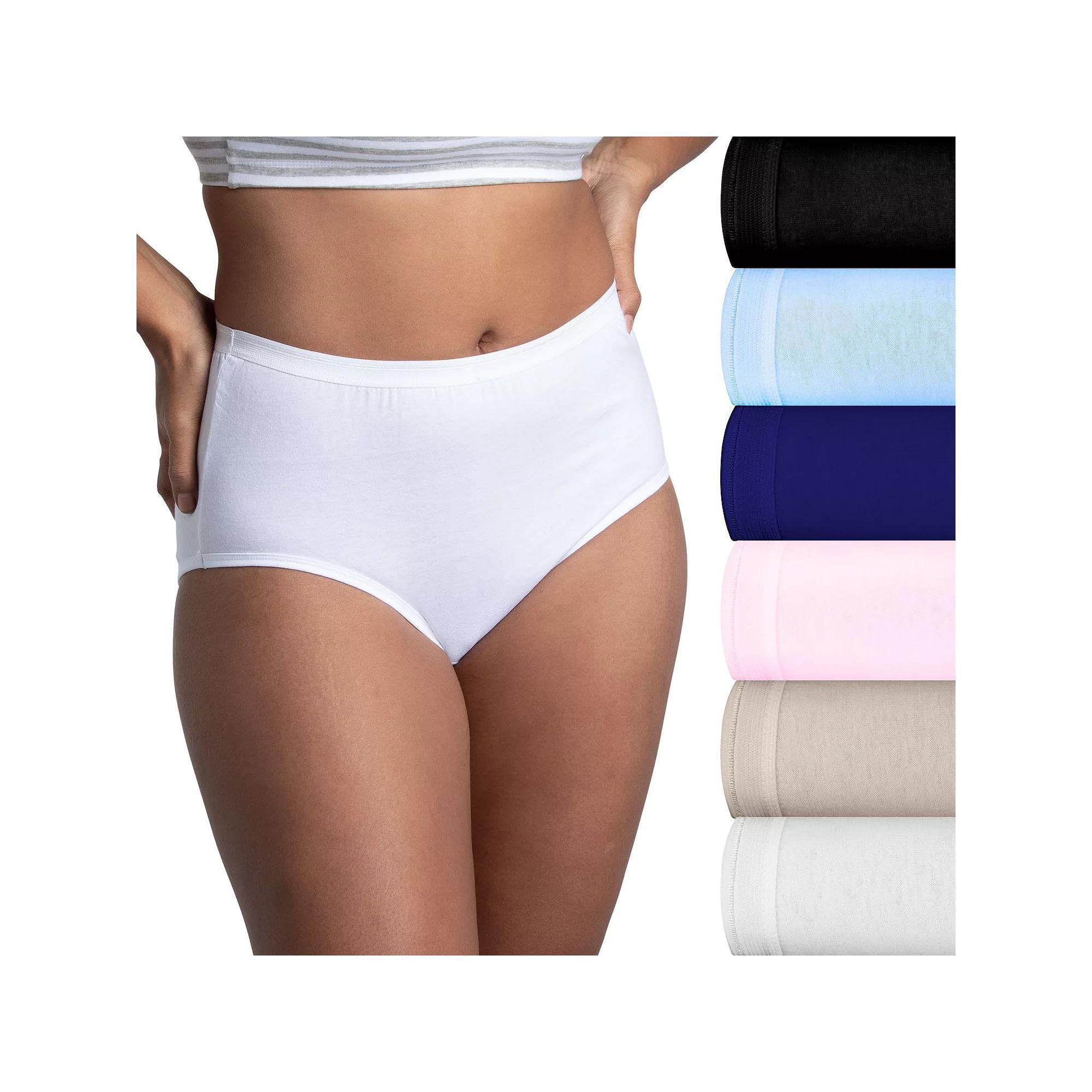 Women's Fruit of the Loom® 6-Pack Signature Cotton Brief Panty Set 6DKBRAP, Size: 11, Blue Asst Product Image