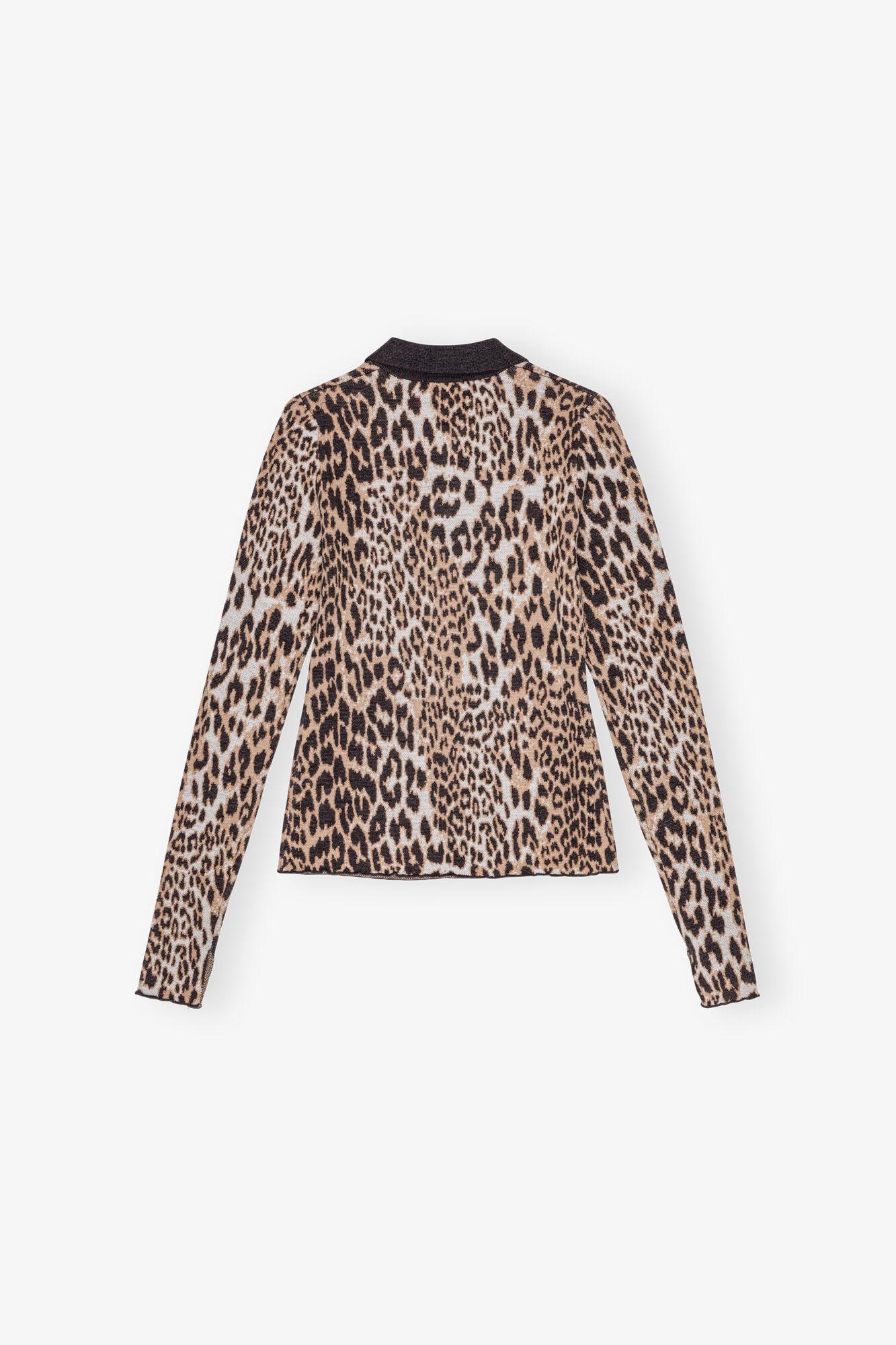 Leopard Knitted Polo Shirt Product Image