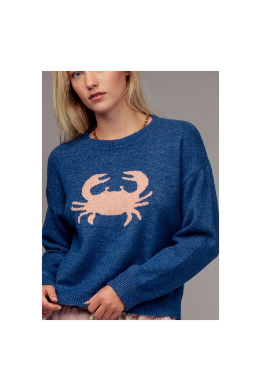 Crab Graphic Relaxed Knit Sweater Product Image