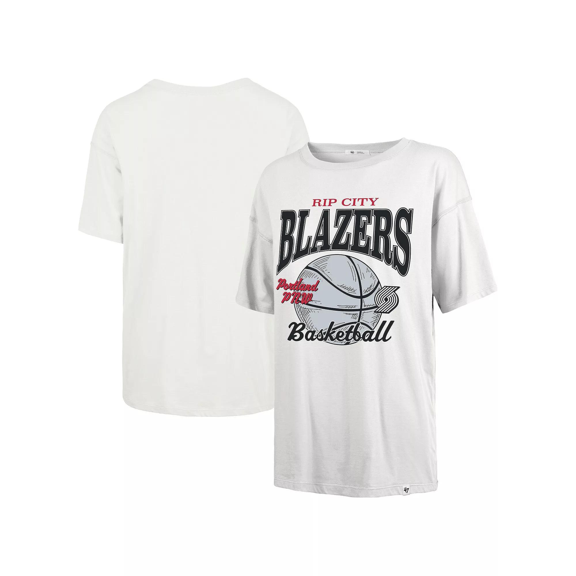 Women's '47  White Portland Trail Blazers City Edition Down Court Sadie T-Shirt, Size: Small Product Image