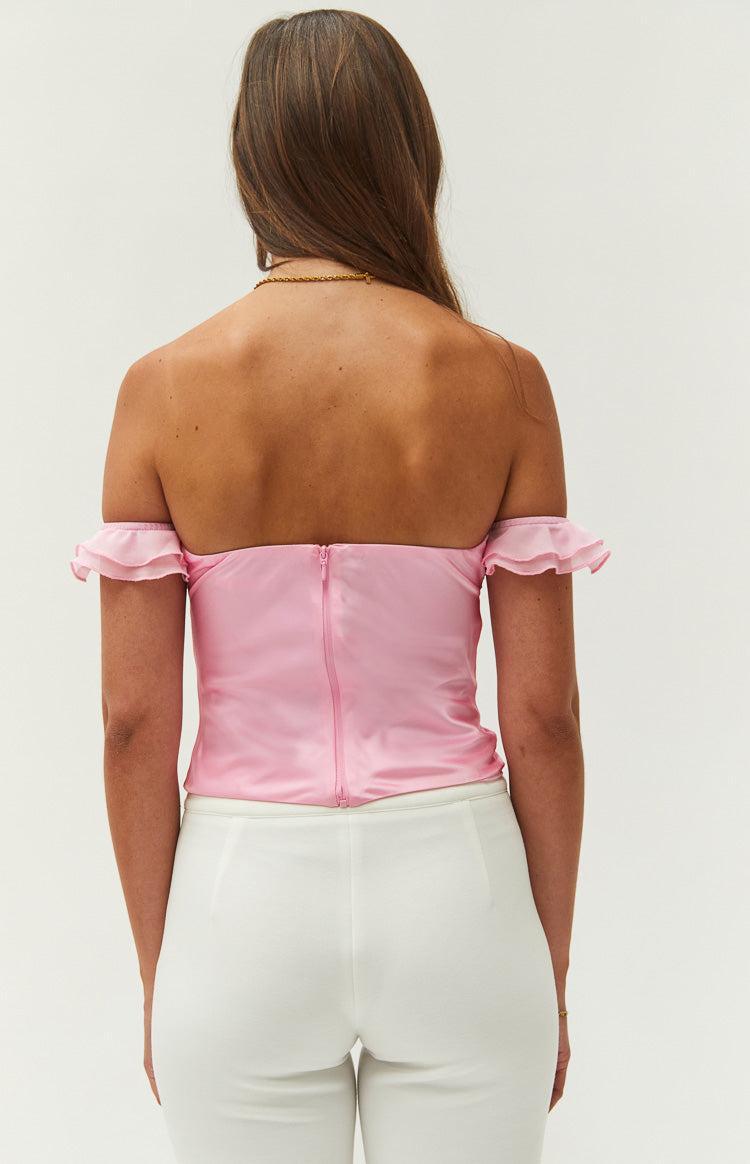 Silvia Pink Satin Crop Top Product Image