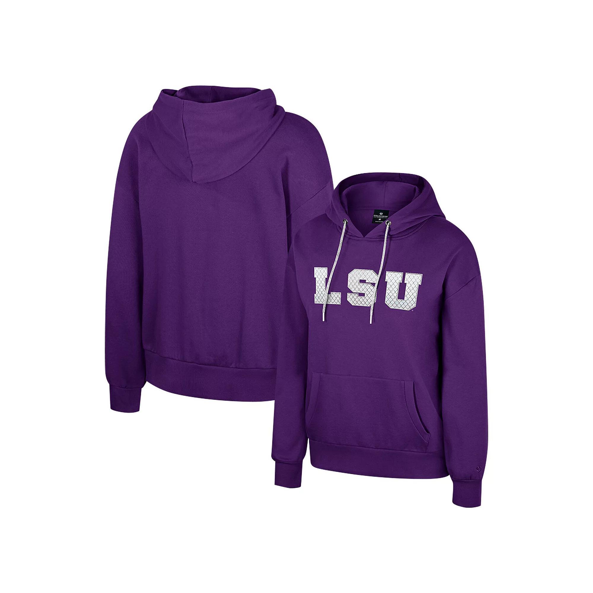 Women's Colosseum Purple LSU Tigers Reflection Rhinestone Drawcord Pullover Hoodie, Size: Small Product Image