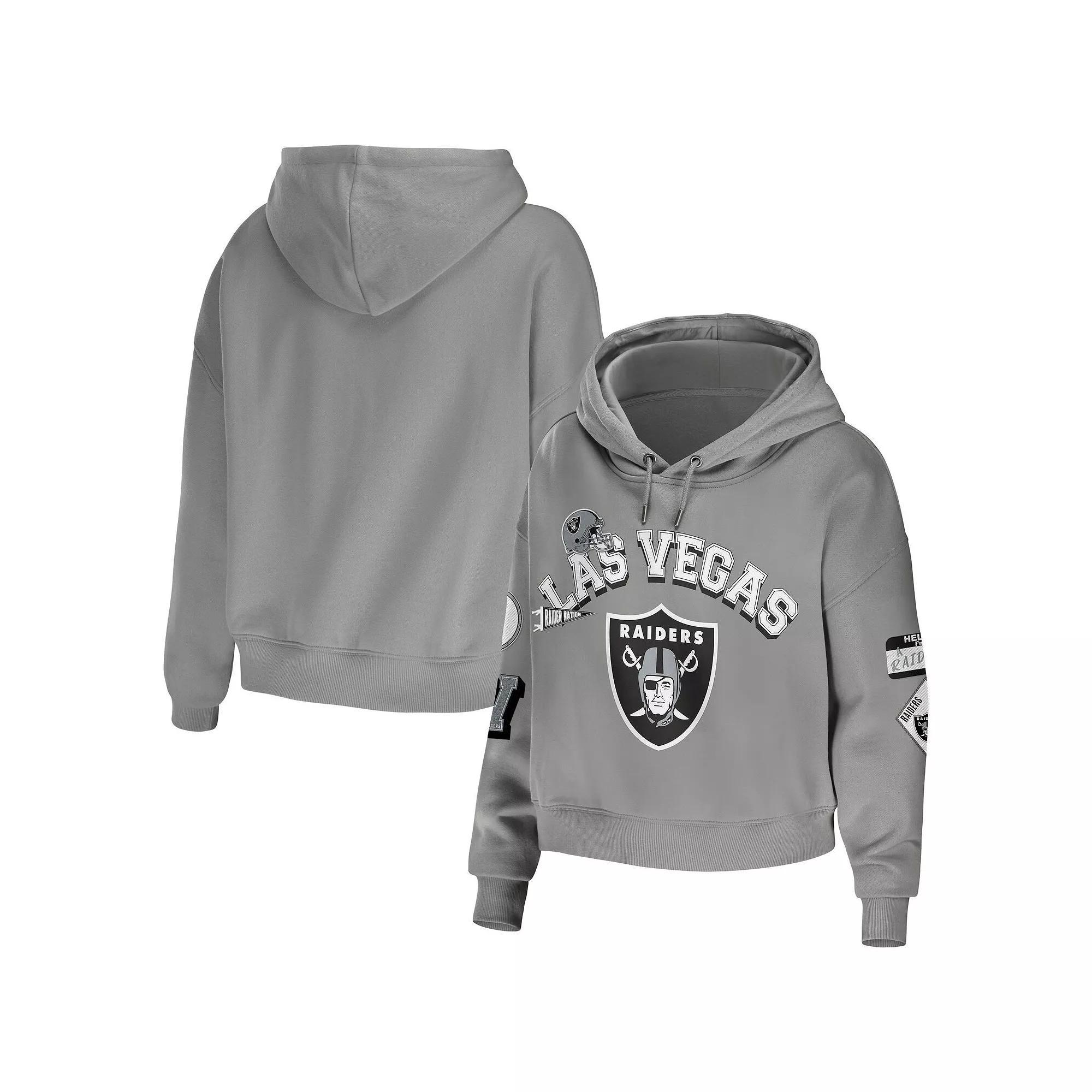 Women's WEAR by Erin Andrews Texas Orange Texas Longhorns Mixed Media Cropped Pullover Hoodie, Size: 2XL, Team Product Image